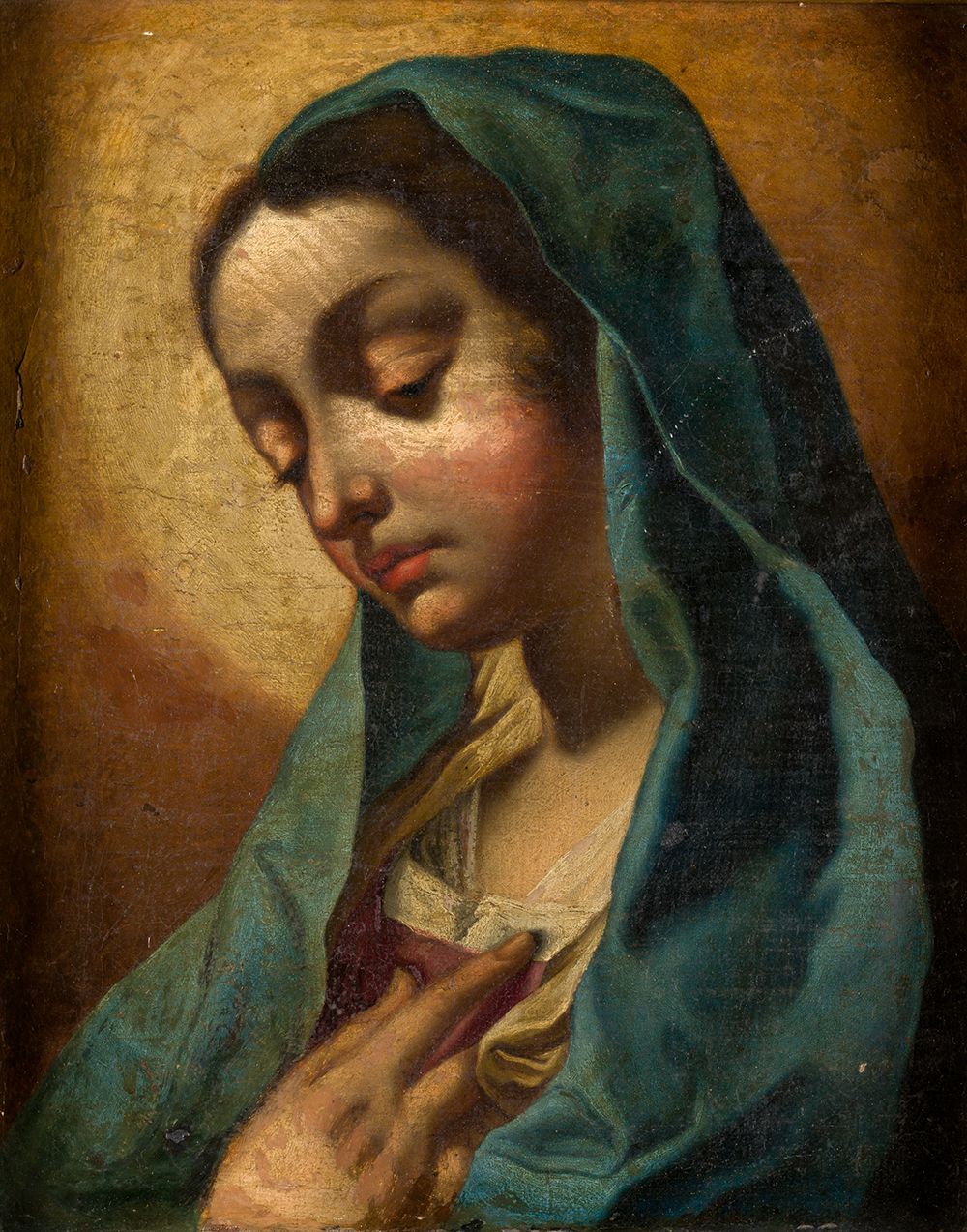 NAPLES SCHOOL (17th / 18th century) "Virgin of the Annunciation" . 36 x 29 cm. H&hellip;