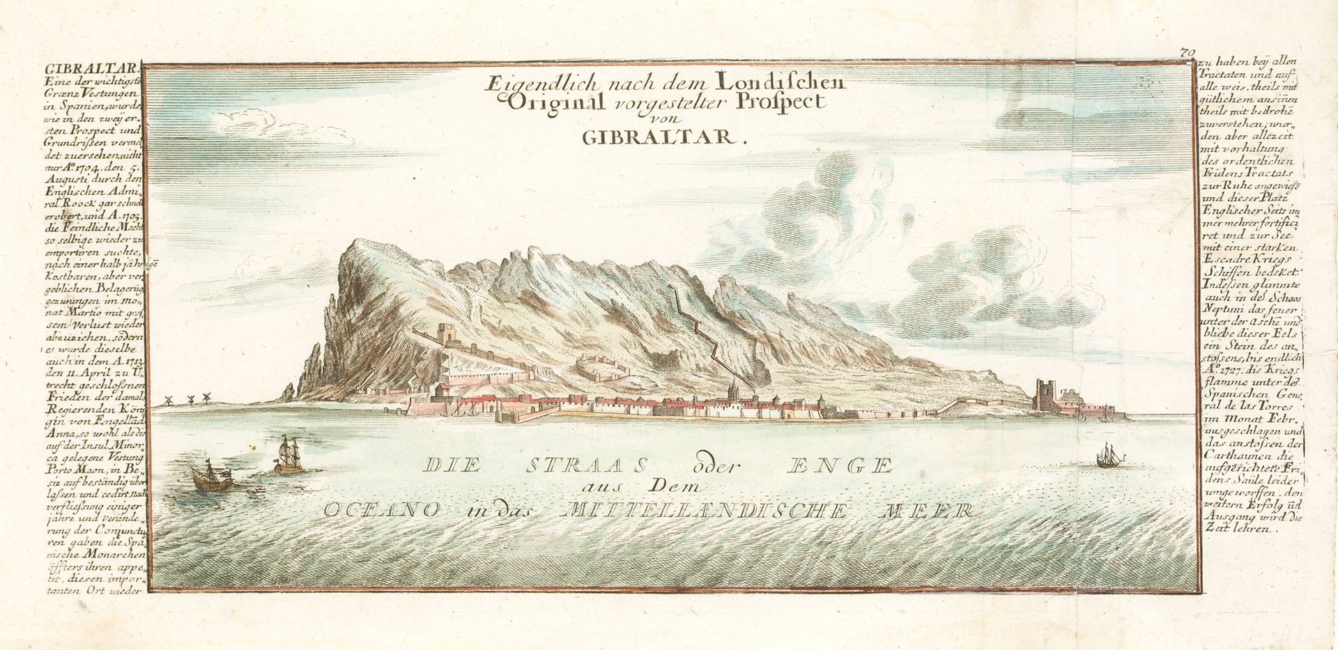 GABRIEL BODENEHR (1678 / 1758) "View of Gibraltar", 1727 Pour l'ouvrage : "Curio&hellip;