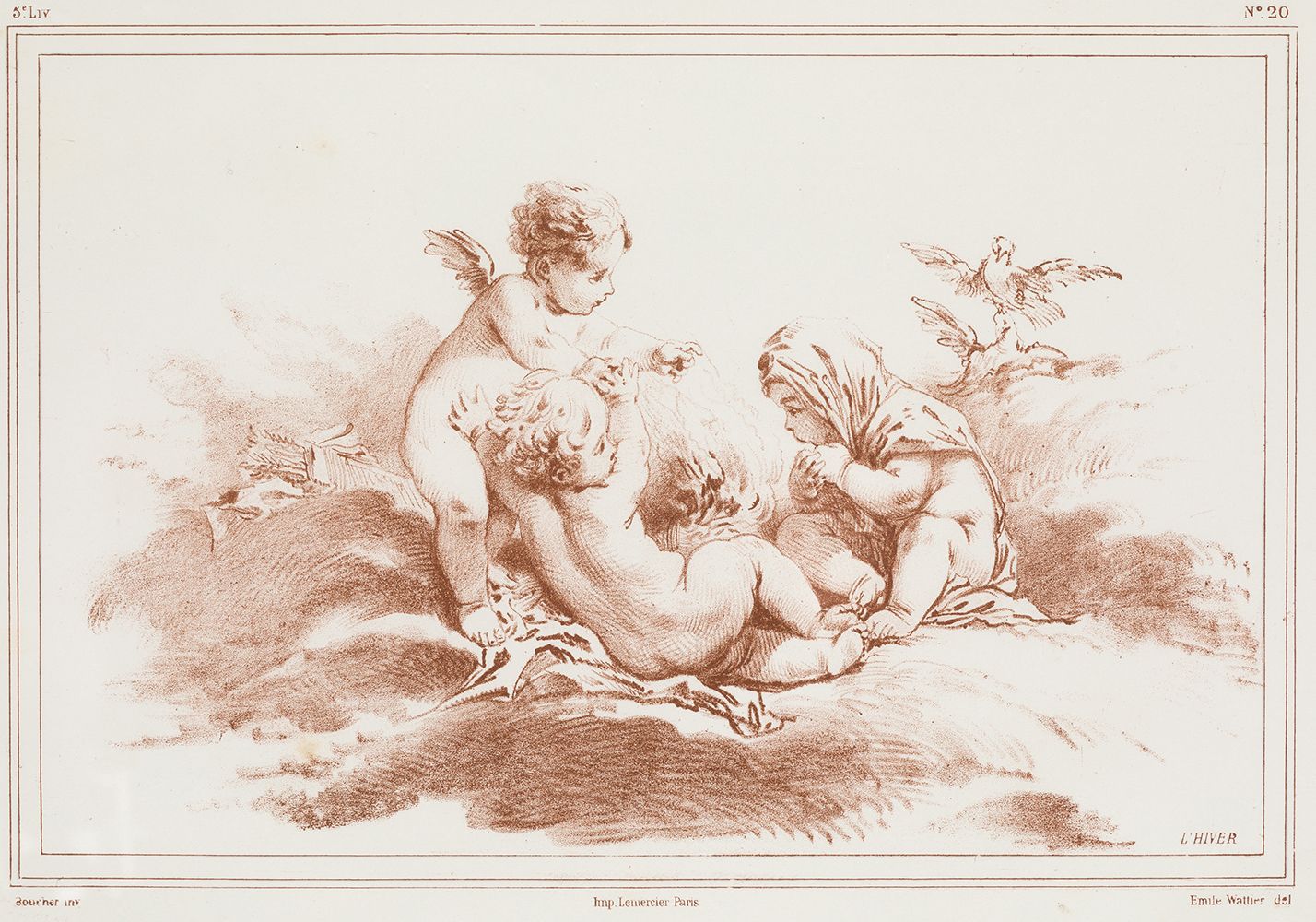 ÉMILE-CHARLES WATTIER (1800 / 1868) "The Four Seasons", c. 1840 Set di quattro i&hellip;
