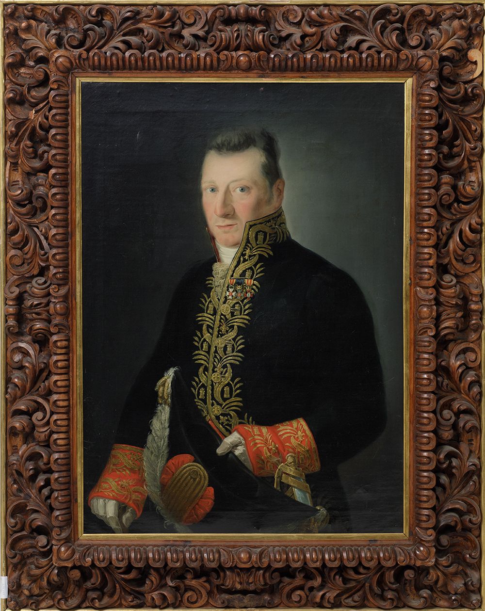 SPANISH SCHOOL (18th / 19th century) "Portrait of a captain in uniform" 有一个重要的木质&hellip;