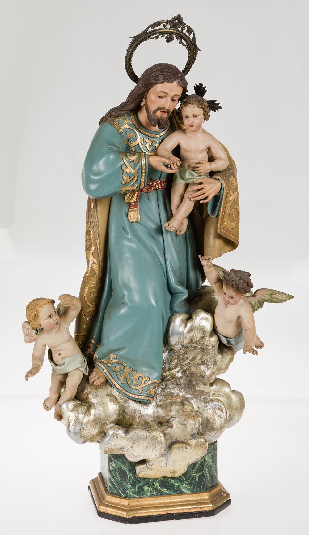 SPANISH SCHOOL (Late 19th / early 20th century) "St. Joseph with Child" . 80 cm.&hellip;