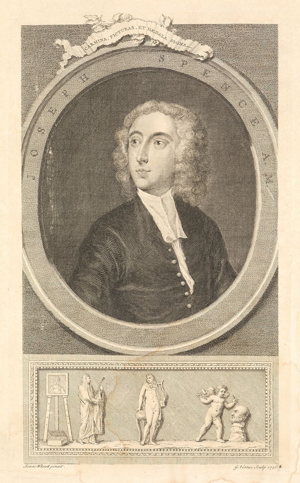 GEORGE VERTUE (1684 / 1756) "Portrait of Joseph Spencer" 版面上刻有 "Isaac Whood pinx&hellip;