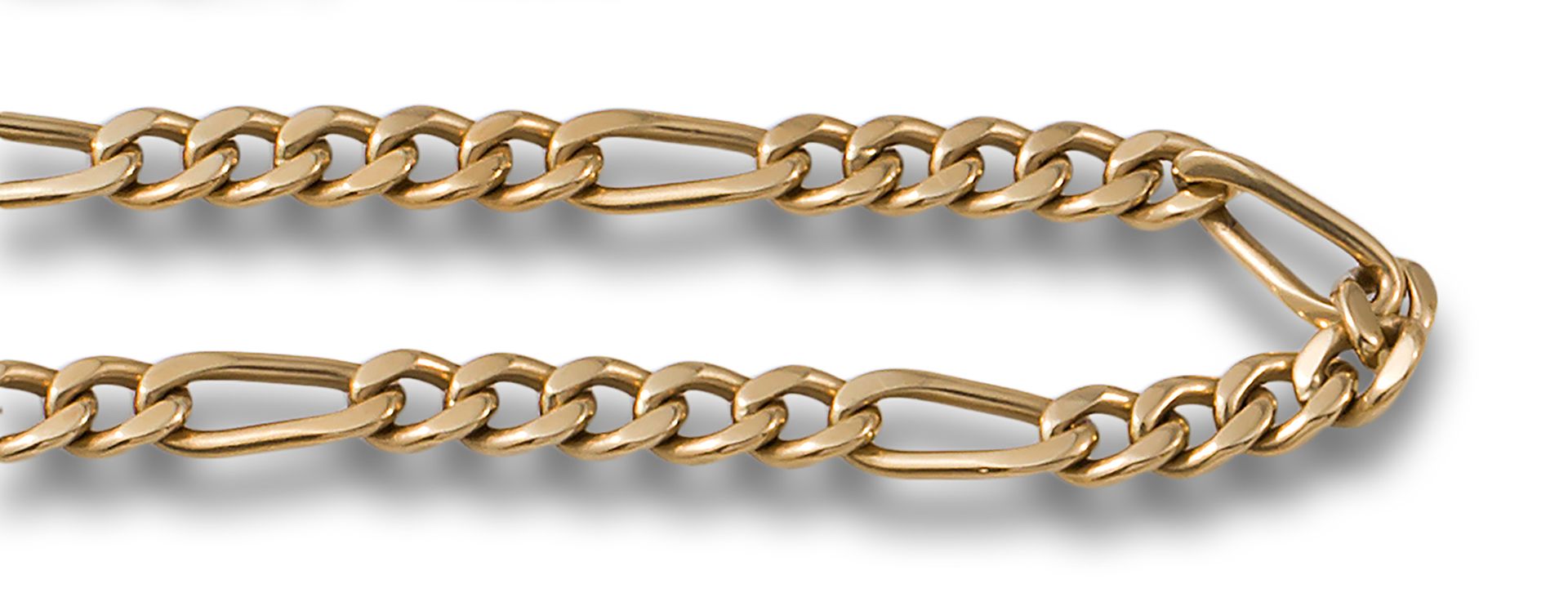GOLD BEARDED BRACELET 18K黄金胡须手镯，带安全链。 重量：15.80克。