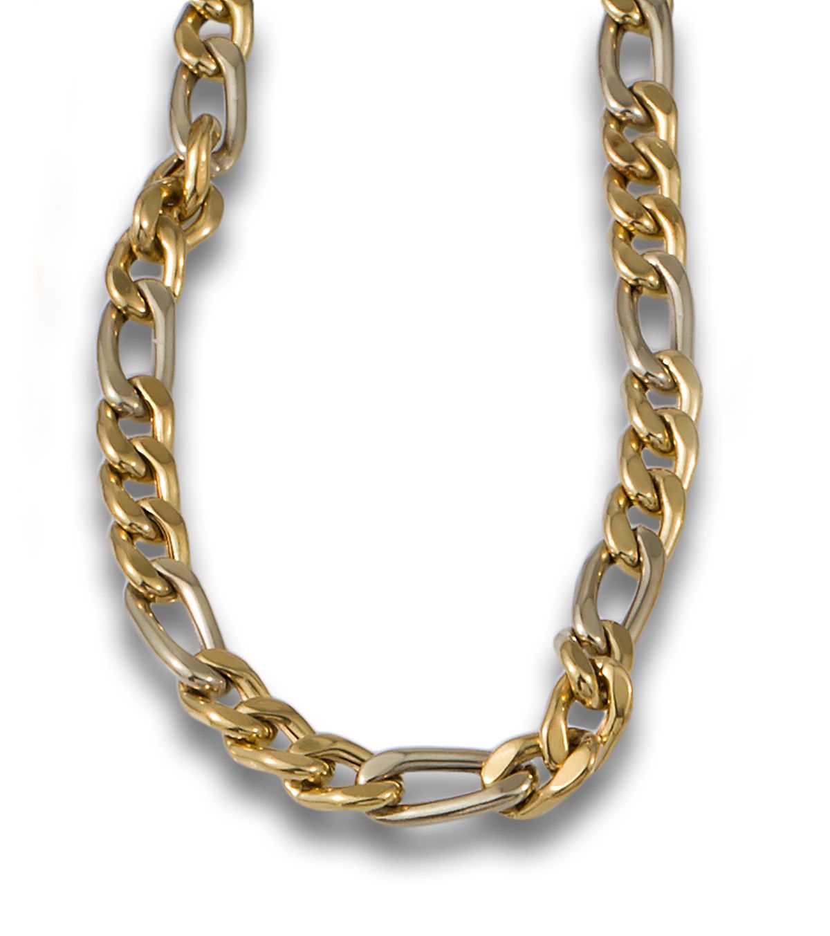 GOLD LINK CHAIN 18K黄金和白金制成的长胡须链。闭合长度：39厘米。 重量：36.20克。