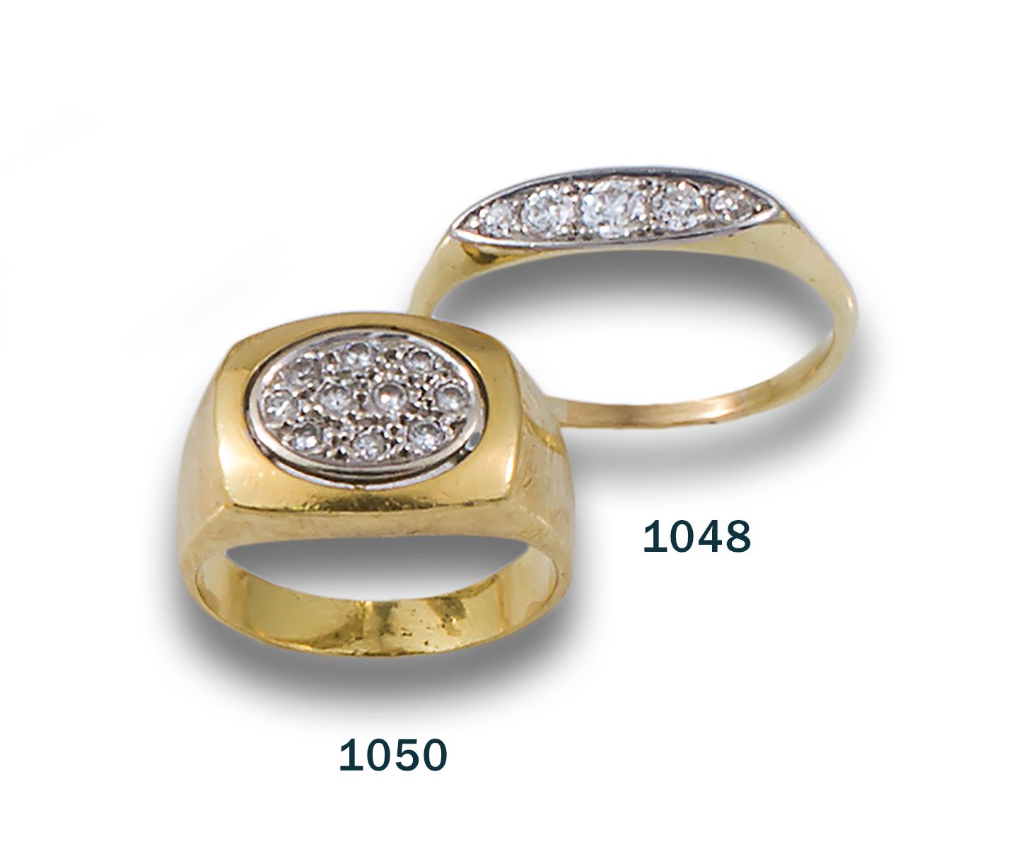 HALLMARK BRILLIANT-CUT DIAMONDS, YELLOW GOLD 18kt yellow gold signet ring with c&hellip;