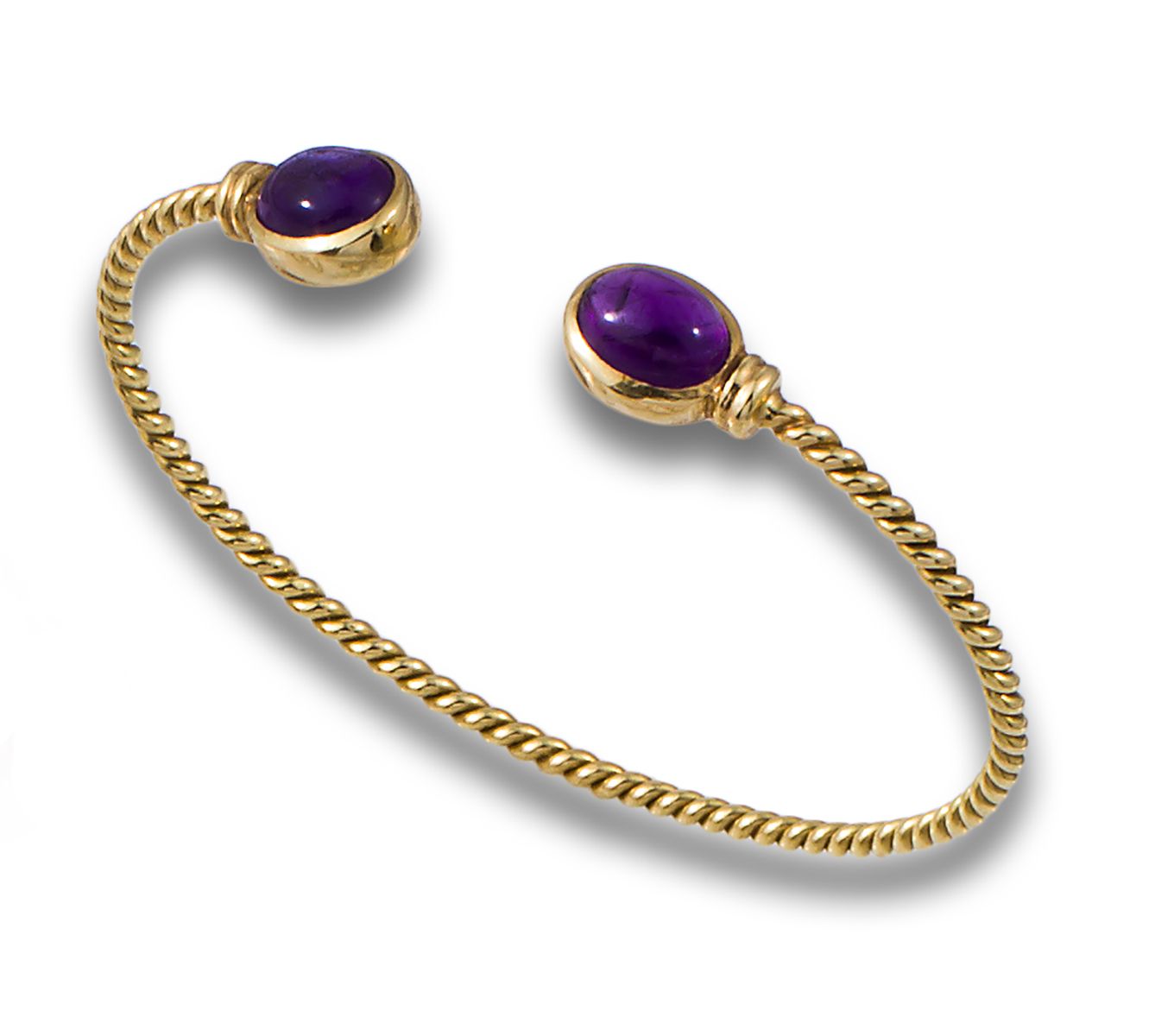 TORQUE BRACELET, CABOCHON AMETHYSTS, YELLOW GOLD Bracciale a coppia in oro giall&hellip;