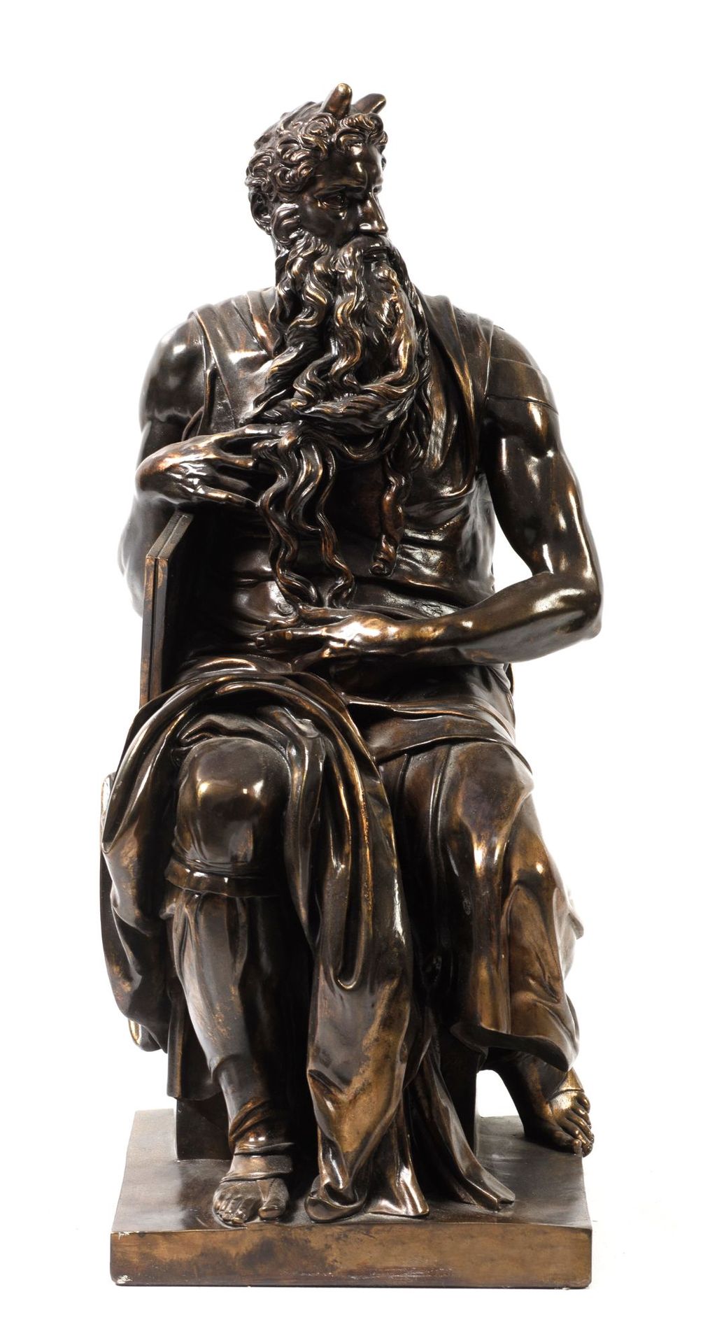 "Moses" according to Michelangelo's model, S.XX. 抛光的青铜。

 有刻字 "Berbidienne Fonde&hellip;