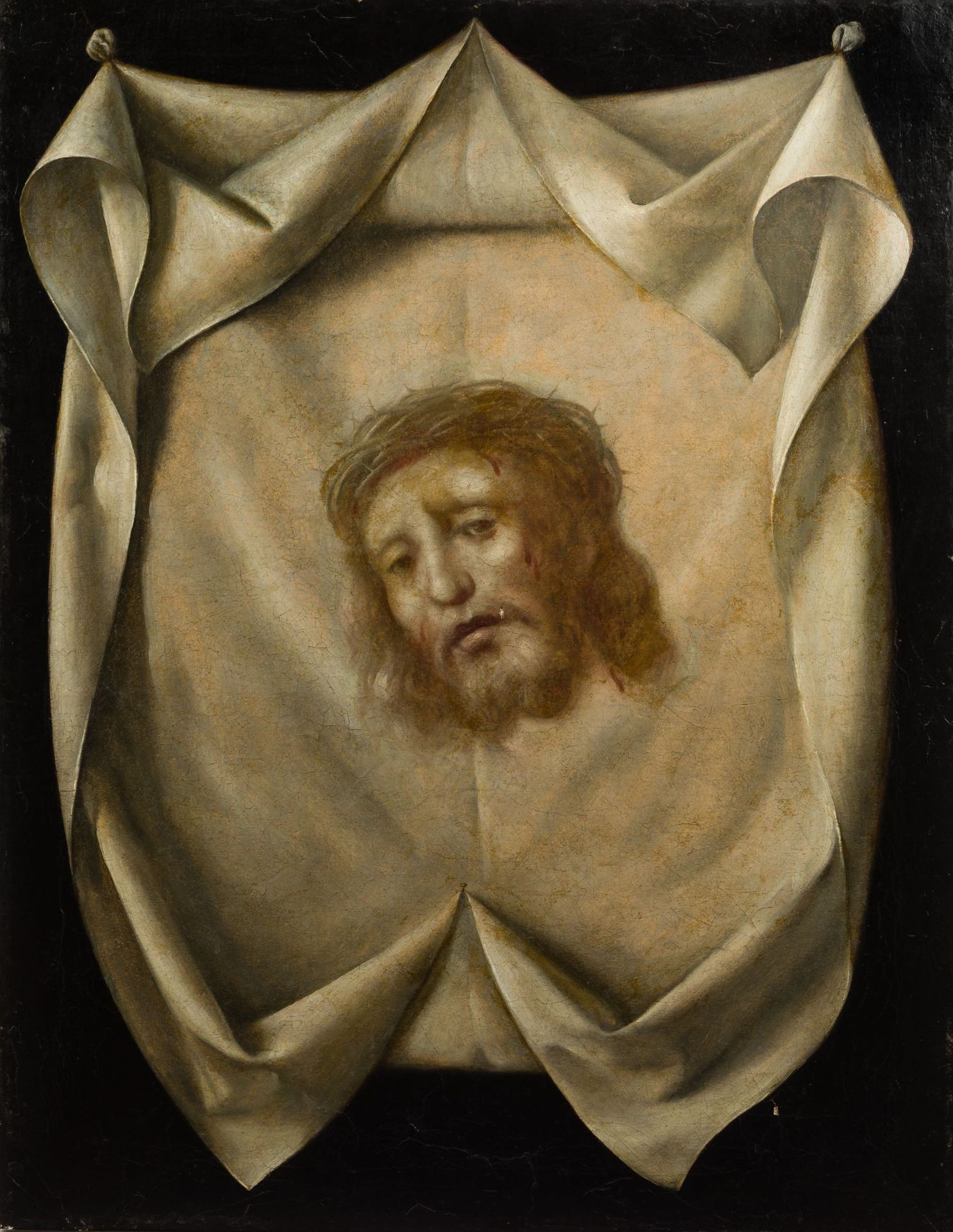 ZURBARÁN WORKSHOP 布面油画

 这幅《维罗尼卡的圣面或圣衣》属于1631-35年左右的一组作品，从苏尔巴兰1631年创作的第一幅签名和日期的作&hellip;