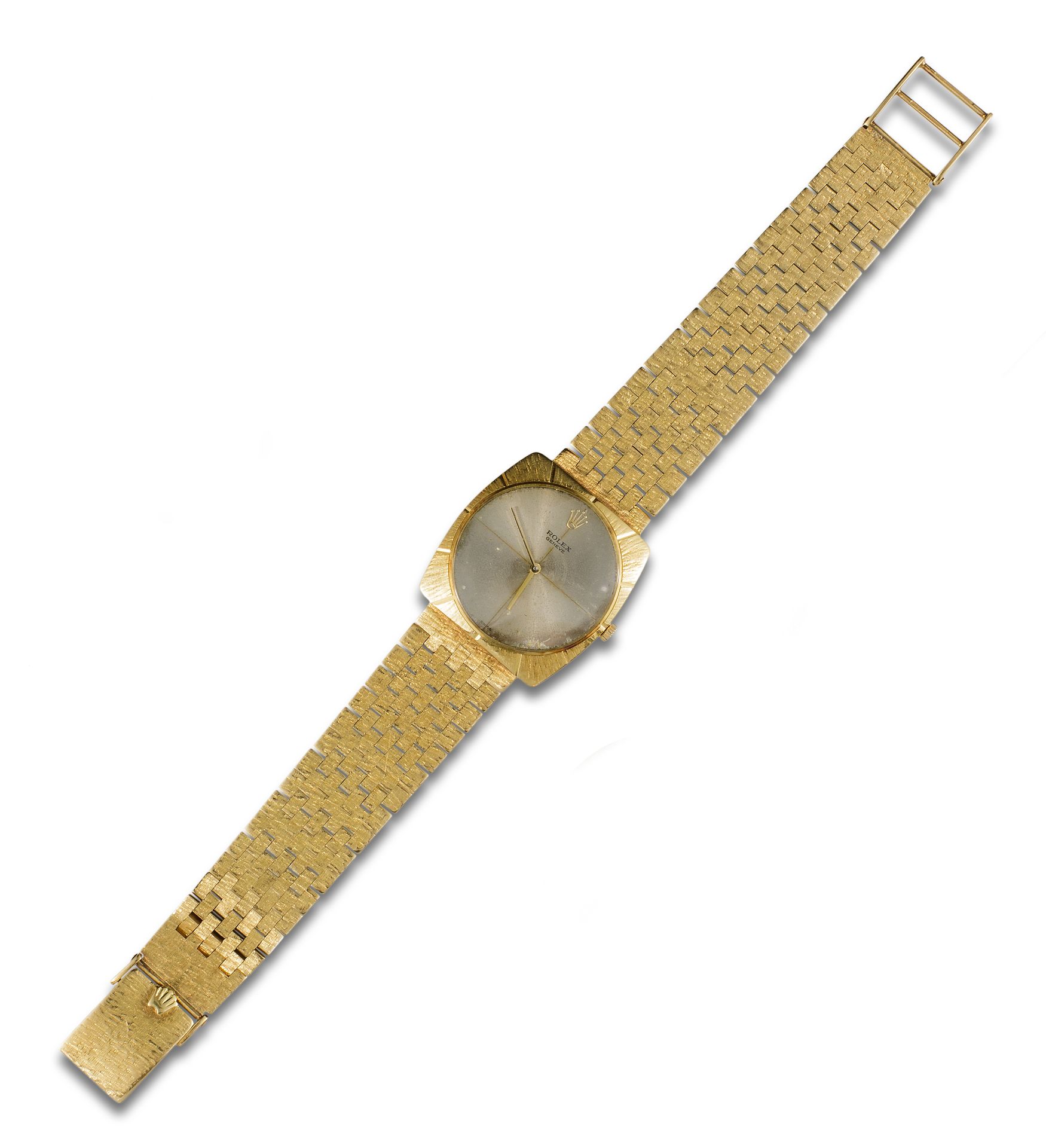 ROLEX wristwatch, manual mechanical movement. 原装18K黄金表壳和表带。直径：29毫米。银色表盘，金色指针。在运行&hellip;