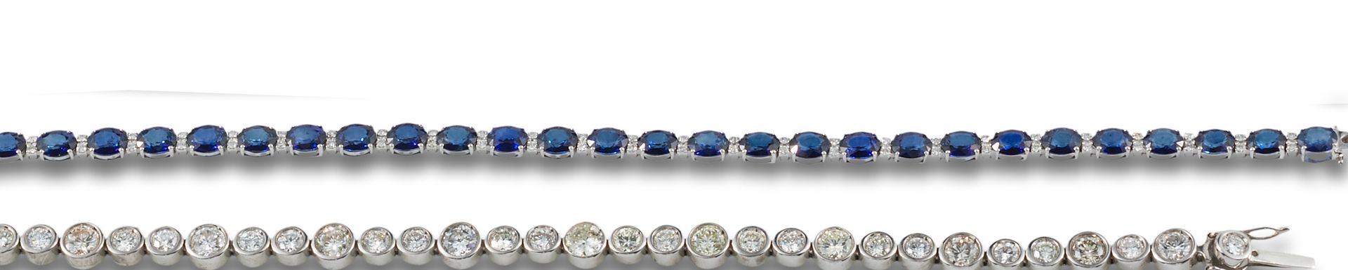 18 kt white gold riviere bracelet formed by princess cut diamonds set in a rail.&hellip;