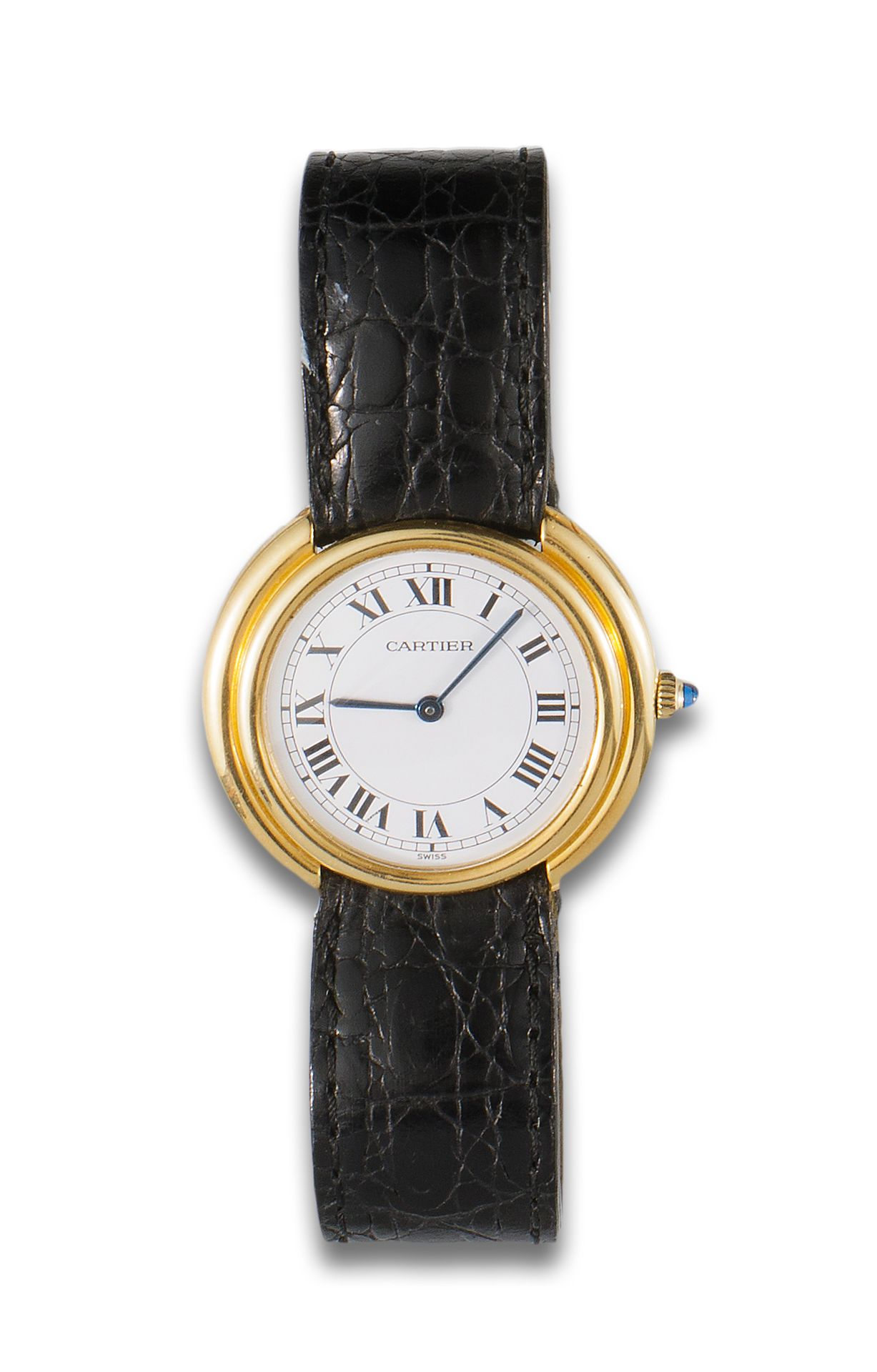 CARTIER VENDOME model wristwatch, manual mechanical movement. 由于磨损，编号部分被抹去。18K黄金&hellip;