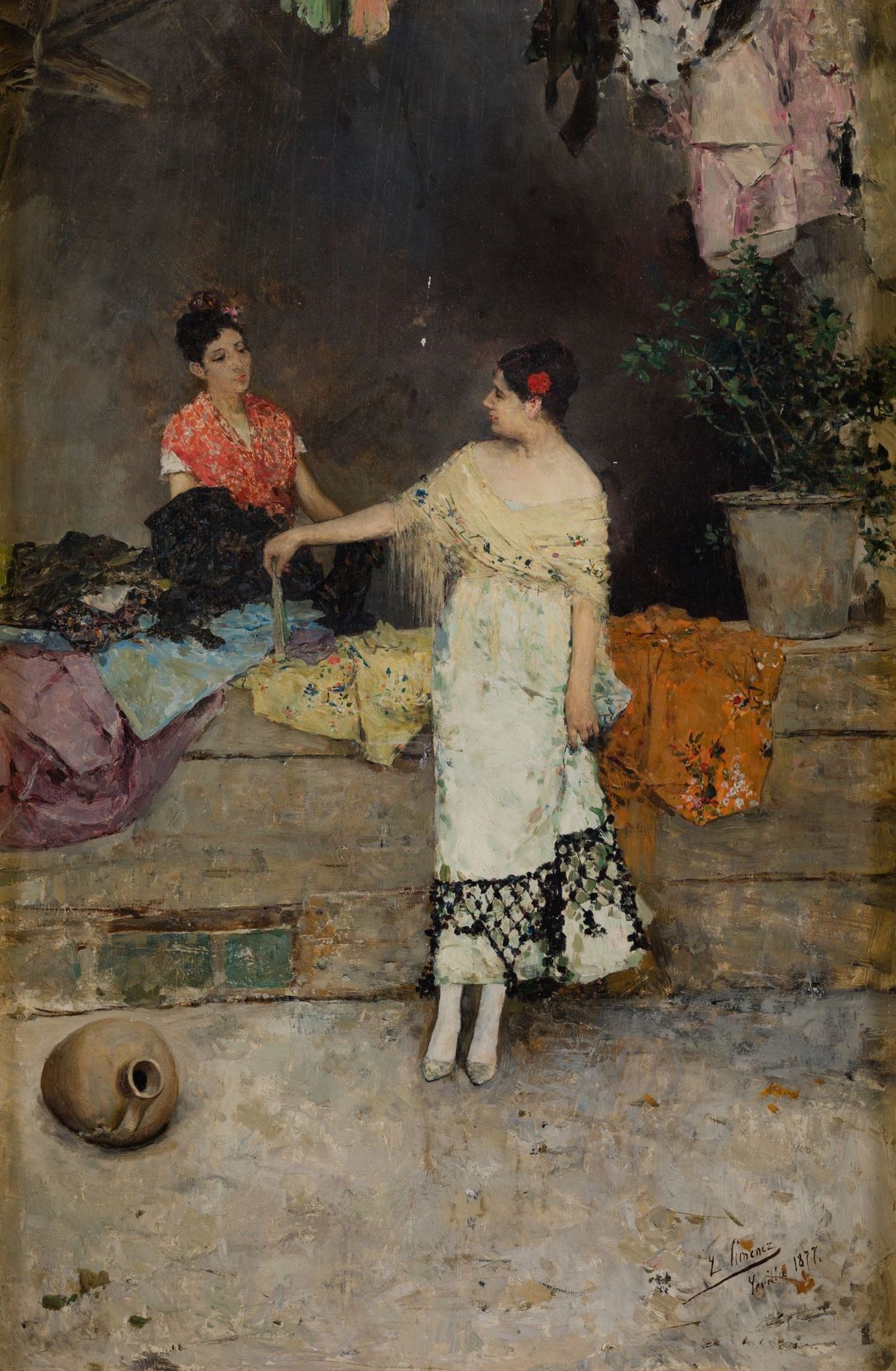 LUIS JIMENEZ ARANDA Seville (1845) / Pontoise (France) (1928) "Cloth seller" Hui&hellip;