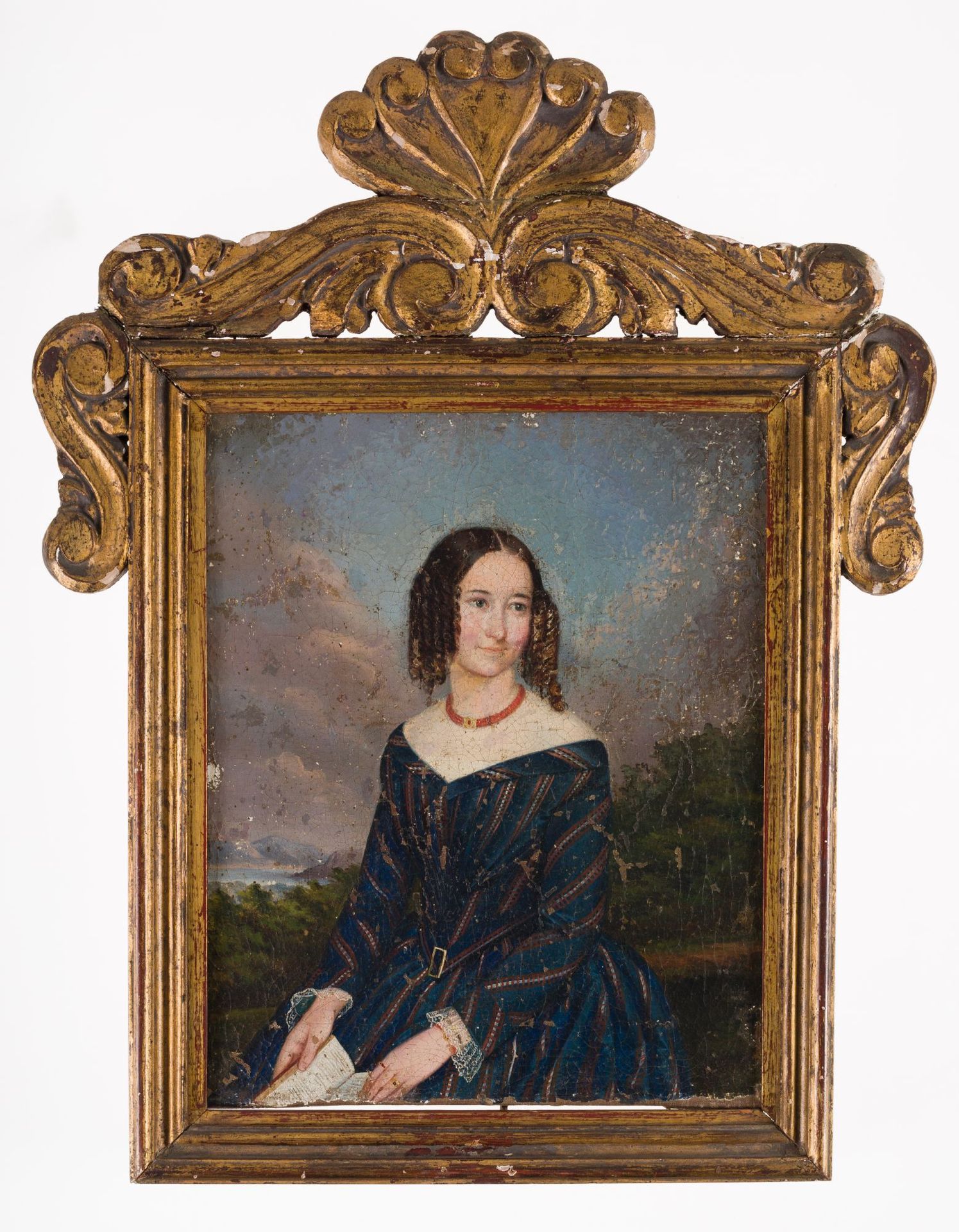 SPANISH SCHOOL (19th century) "Portrait of a Lady" Huile sur toile A restaurer D&hellip;