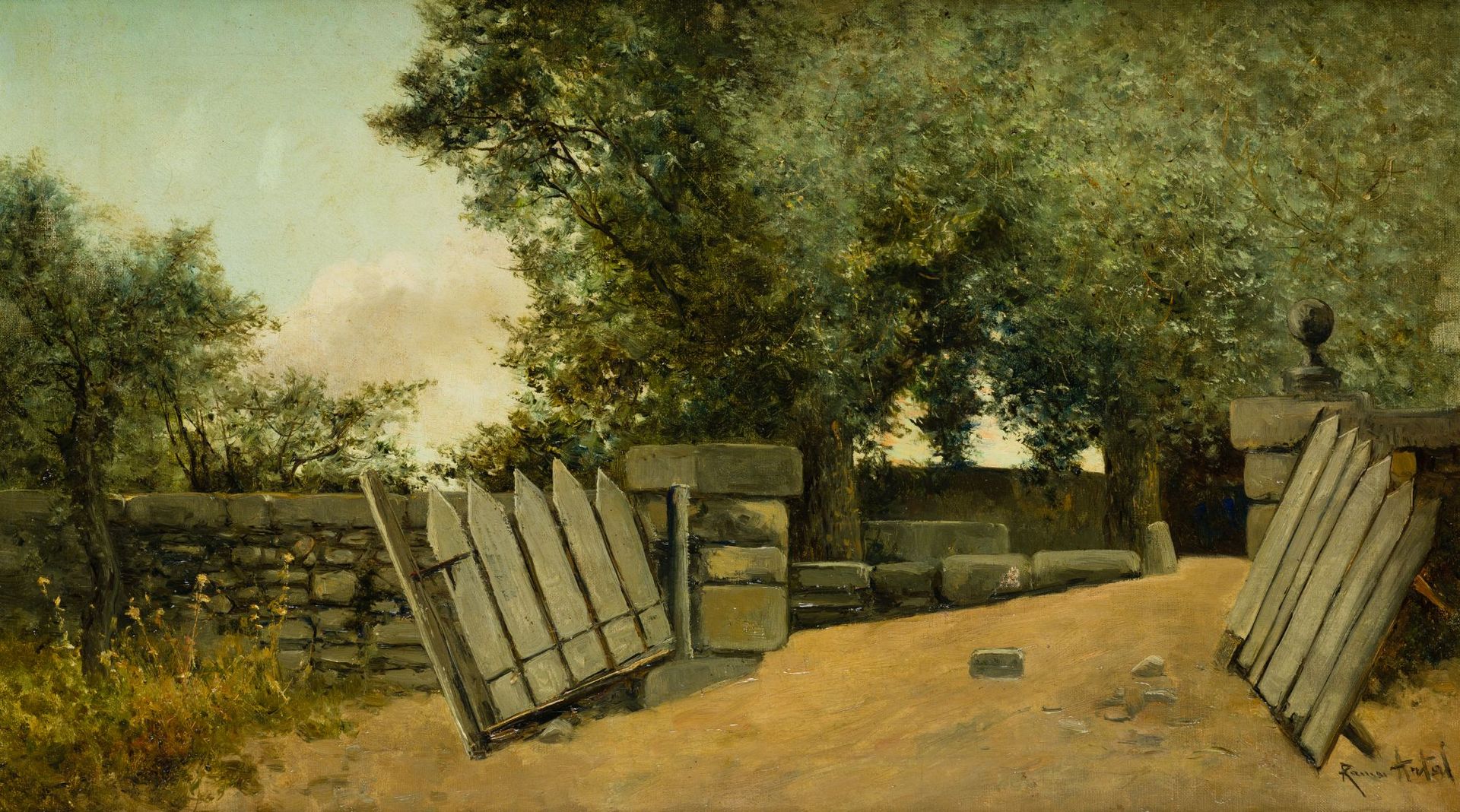 MANUEL RAMOS ARTAL Madrid (1855) / (1915) "Entrance to the estate" Huile sur toi&hellip;