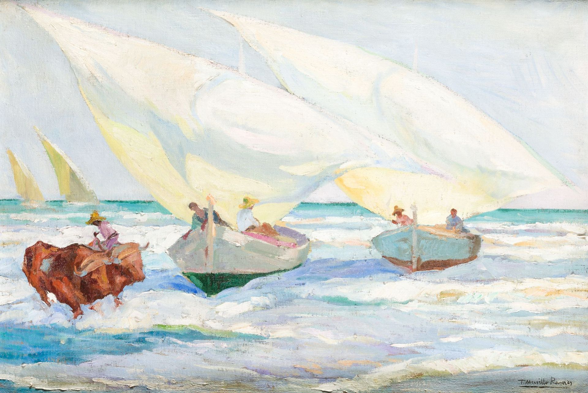 TOMAS MURILLO RAMS Valencia (1890) / (1934) "Fishermen on the beach of Valencia"&hellip;