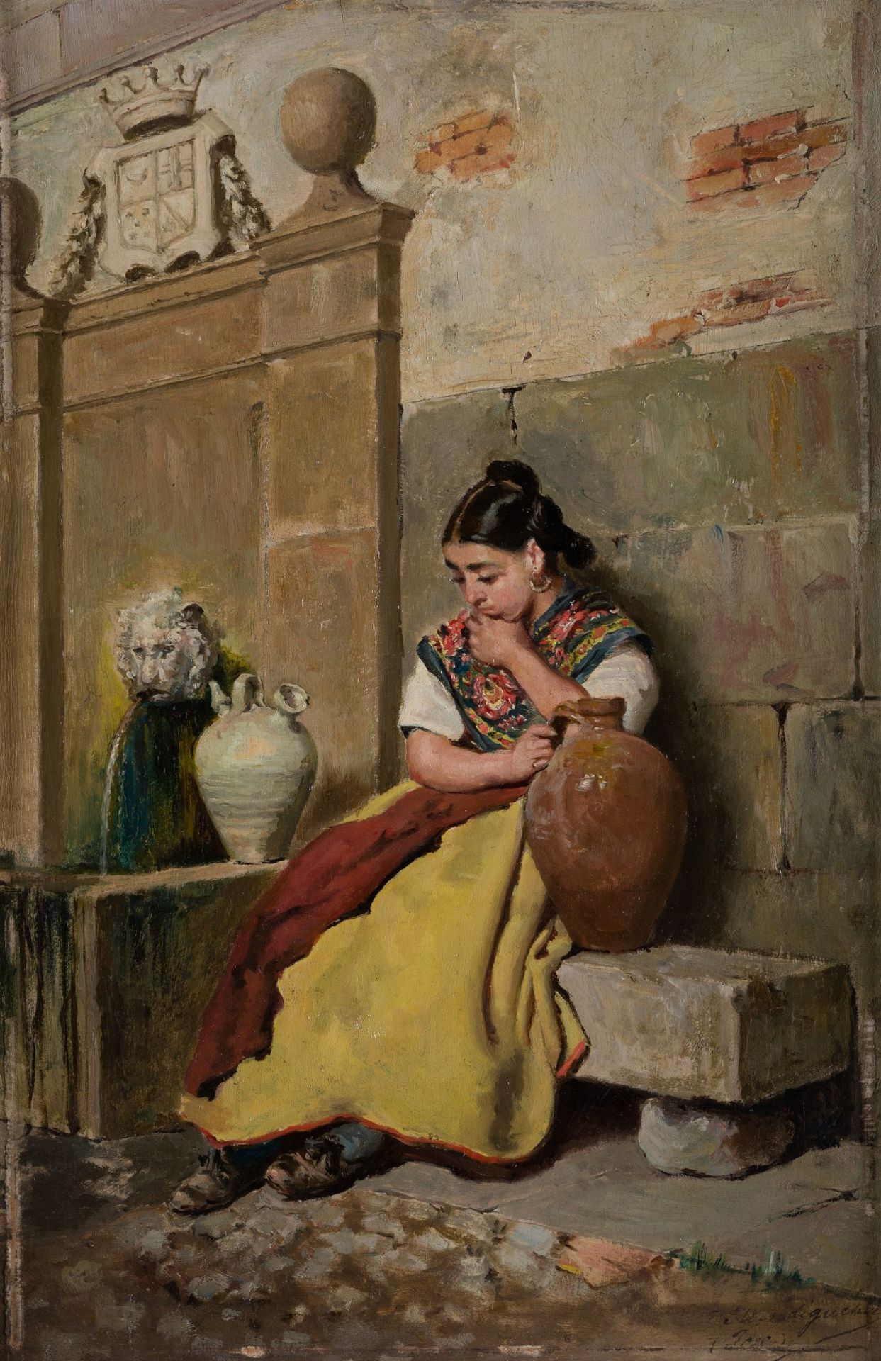 FRANCISCO JAVIER MENDIGUCHIA Madrid (1828) / (1891) "Young water carrier" Huile &hellip;