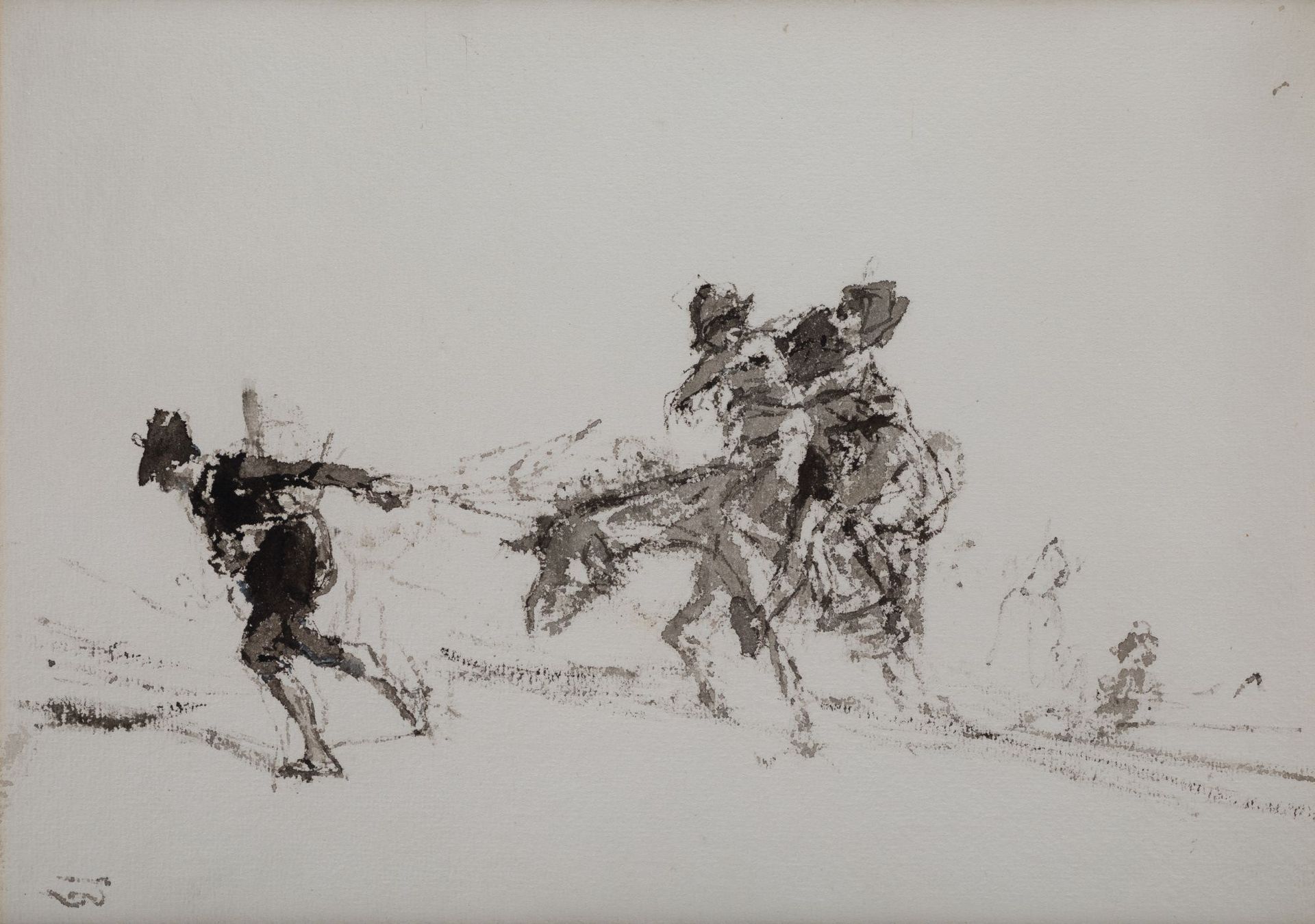 MARIANO FORTUNY Y MARSAL Reus (1838) / Rome (1874) "Characters on a mule" Encre &hellip;