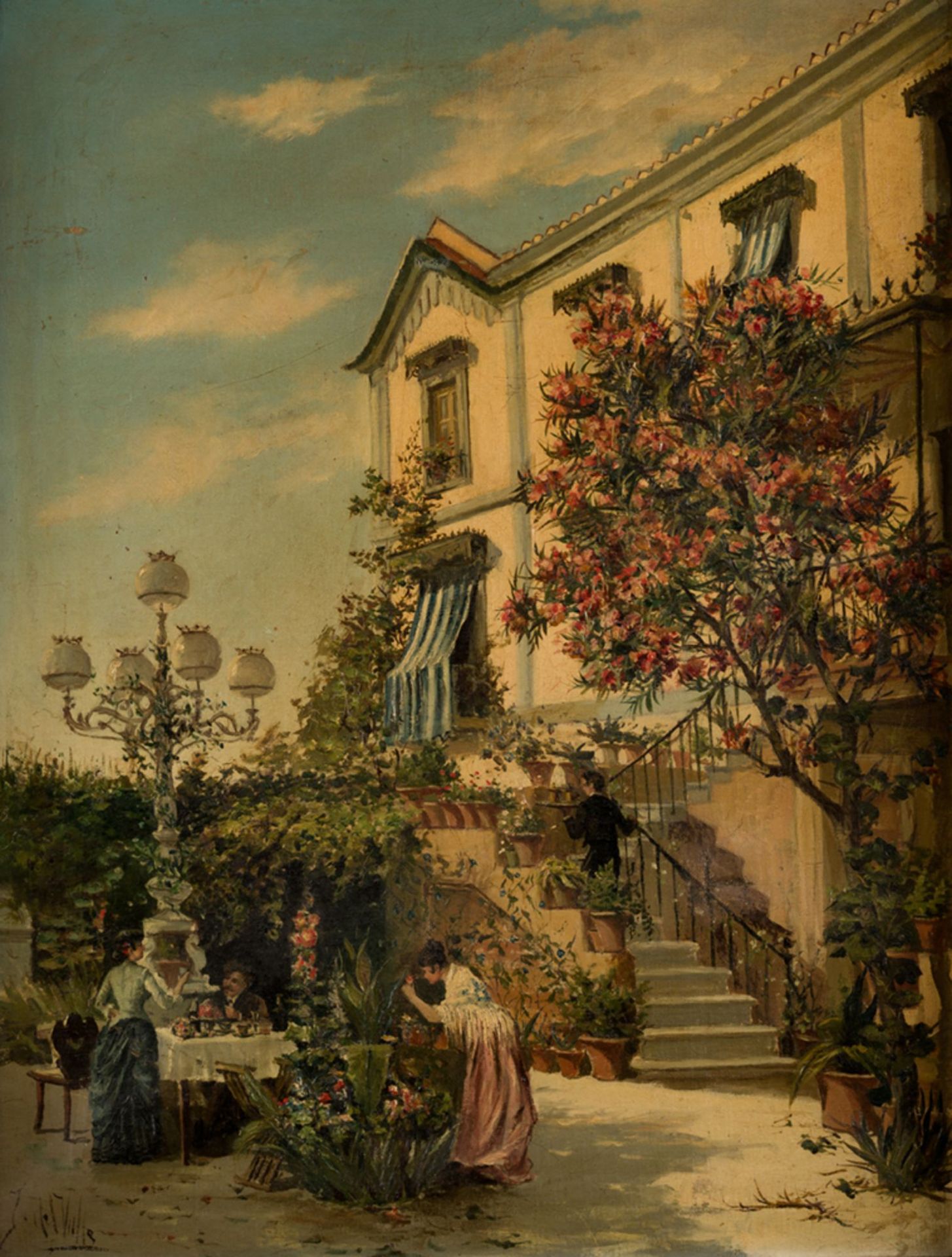 JUAN DE DIOS DEL VALLE SANDOVAL Granada (1856) / (Fall.) "Aperitif in the garden&hellip;