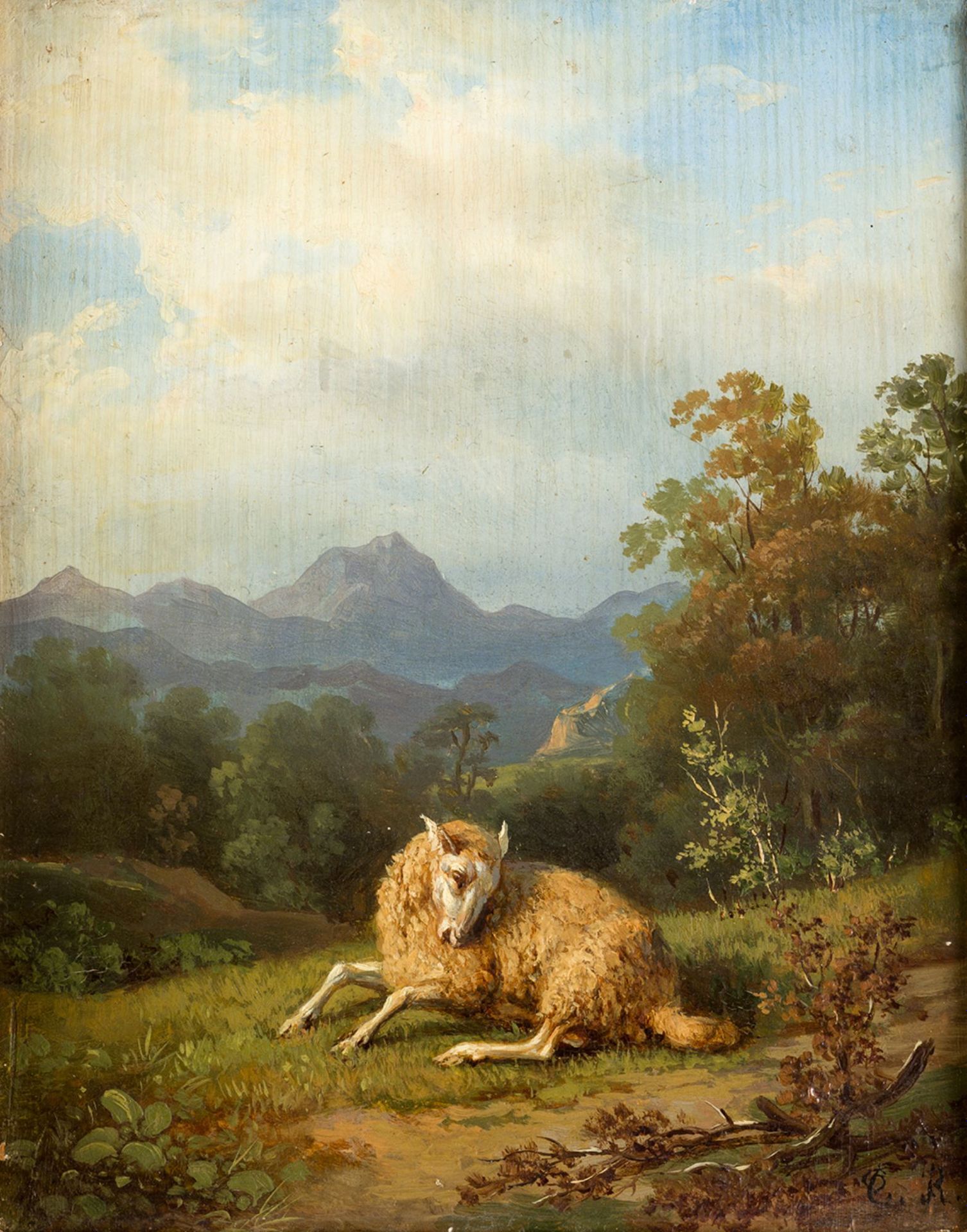 CENTRAL EUROPEAN SCHOOL (19th century) "Mountain landscape with a sheep" Huile s&hellip;