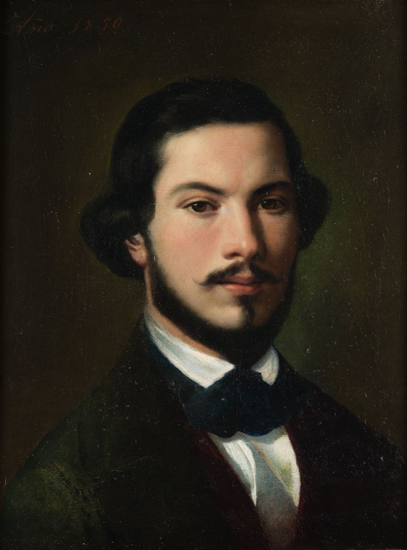 ANONYMOUS (19th century) "Portrait of a gentleman", 1850 Huile sur toile, datée &hellip;