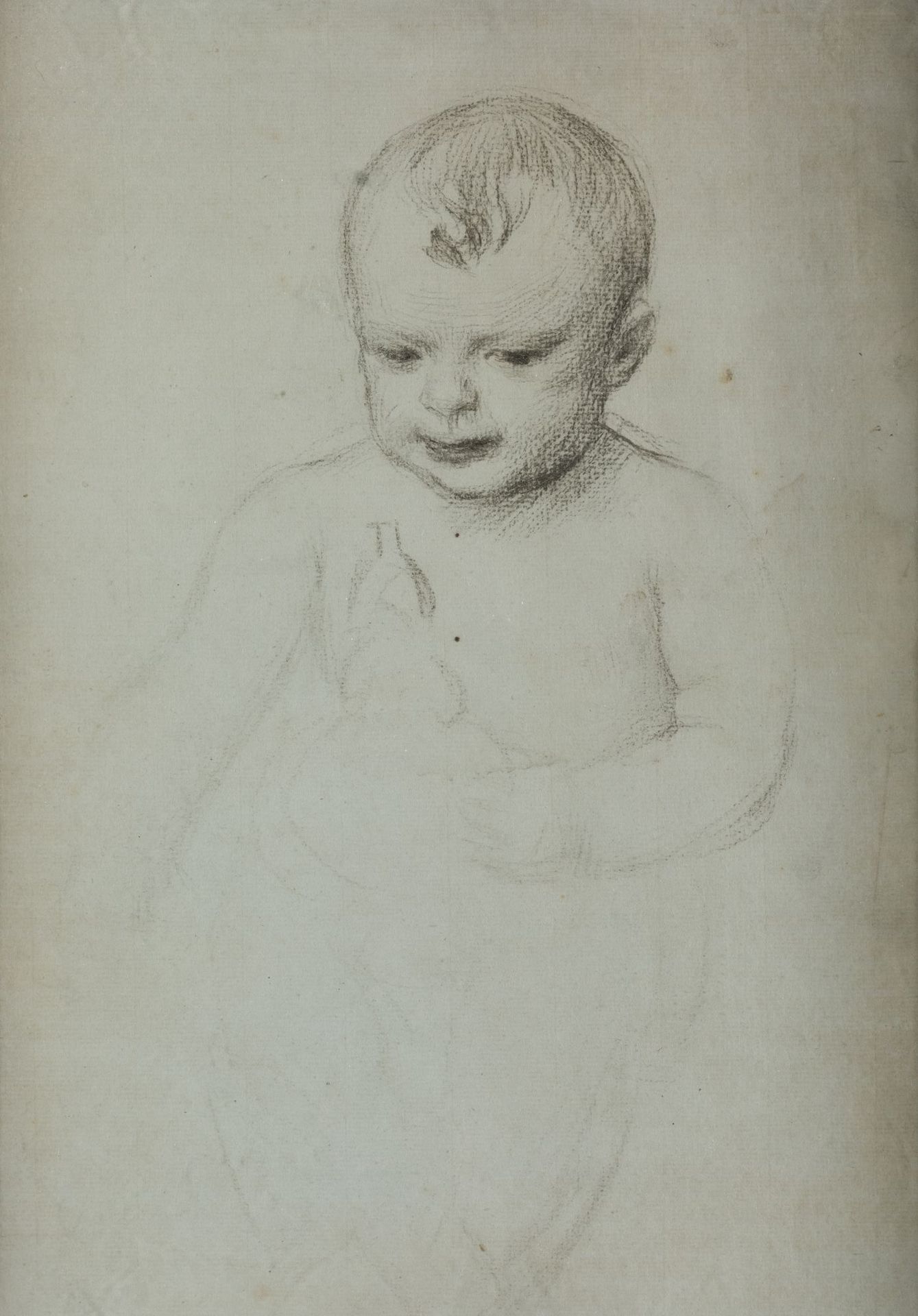 ANONYMOUS (19th century) "Baby" Fusain sur papier vergé Dimensions : 36 x 26 cm