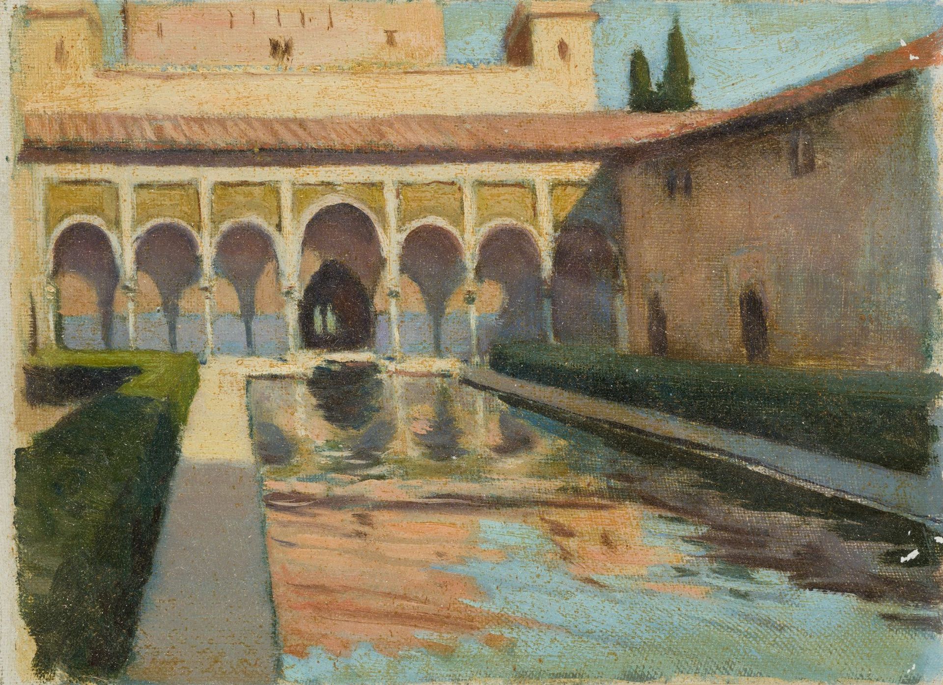 SPANISH SCHOOL (Early 20th century) "Courtyard of the Myrtles of the Alhambra" H&hellip;