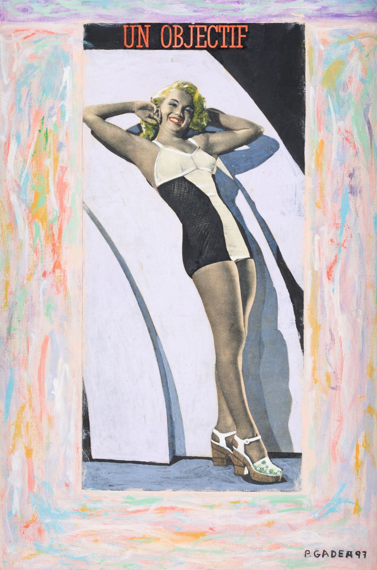 PATRICIA GADEA Madrid (1960) "The Marilyn Star", 1997 画布上的混合技术和拼贴画。在右下角有签名和日期。背面&hellip;