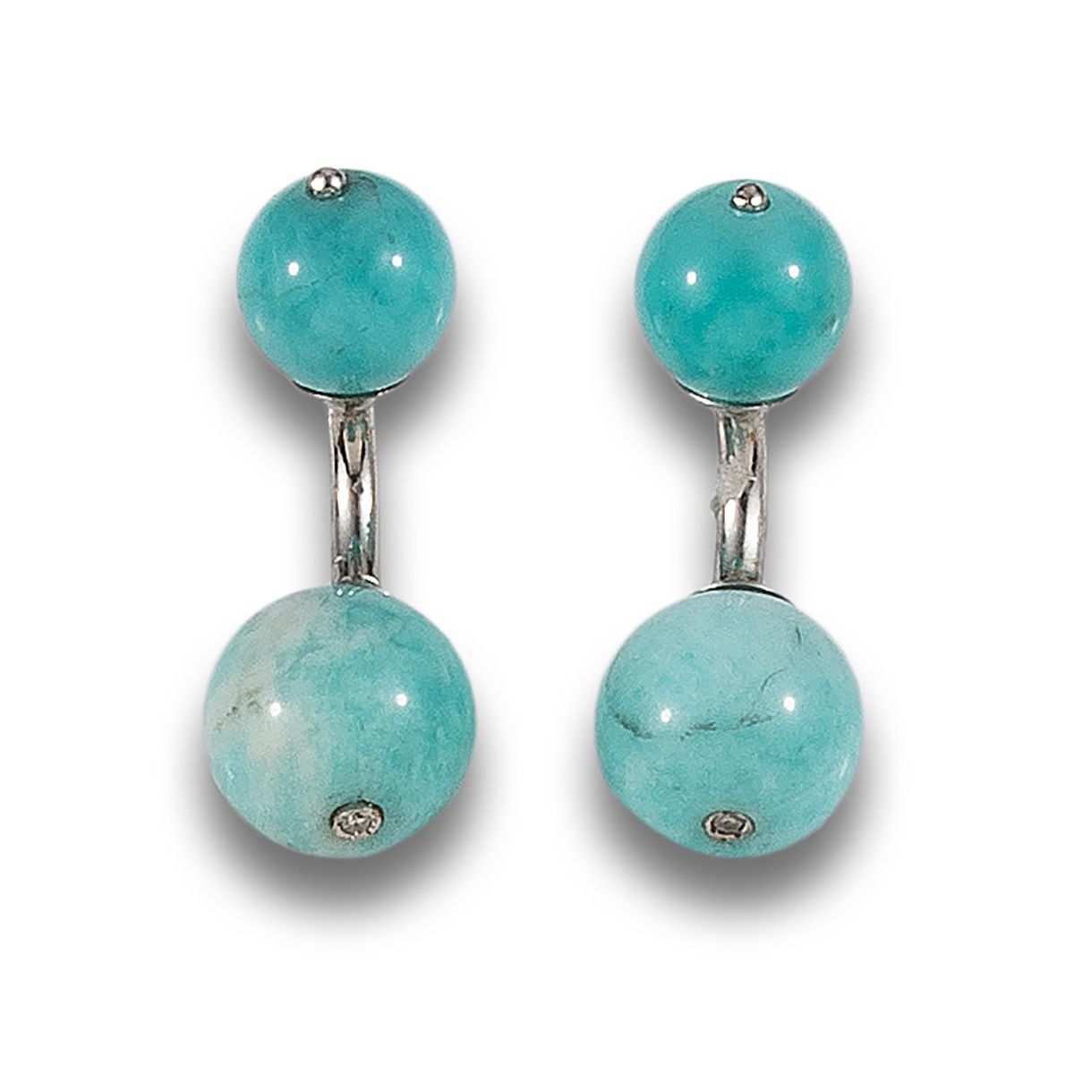 DOUBLE CUFFLINKS WITH AMAZONITES AND DIAMONDS, IN WHITE GOLD Boutons de manchett&hellip;