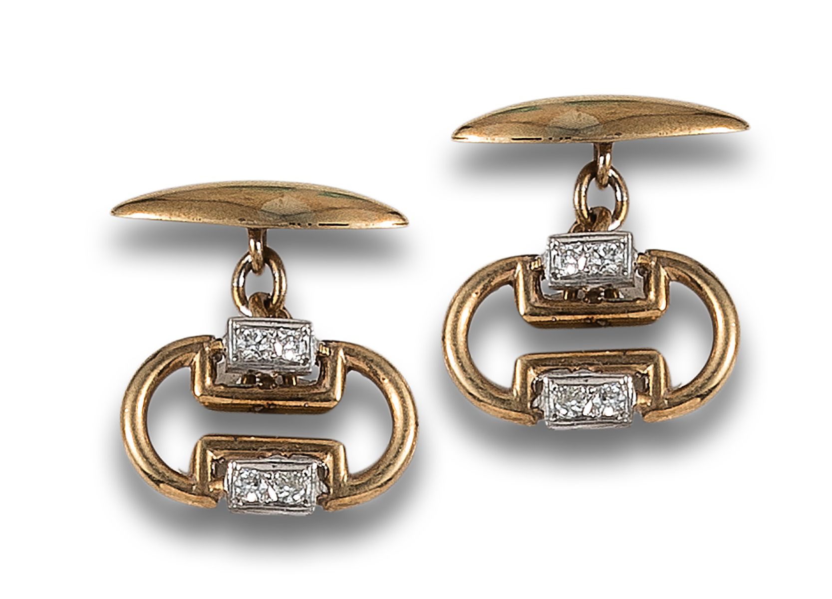 CUFFLINKS, 40'S, YELLOW GOLD AND PLATINUM, WITH DIAMONDS Boutons de manchette, a&hellip;