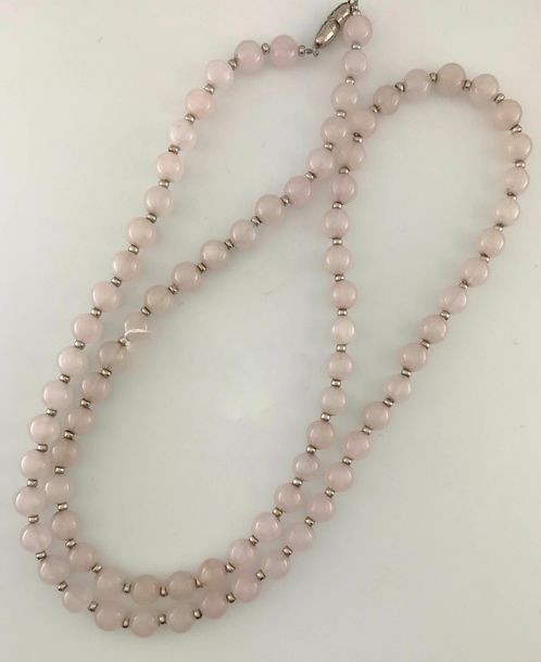 Null Collier de perles de quartz rose