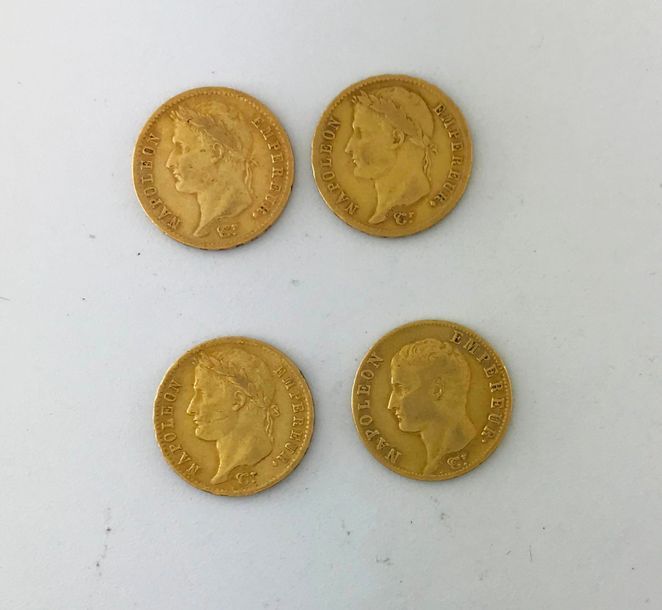Null 4 pieces 20F gold Napoleon 1806, 1808, 1811, 1812, Weight: 25,47g