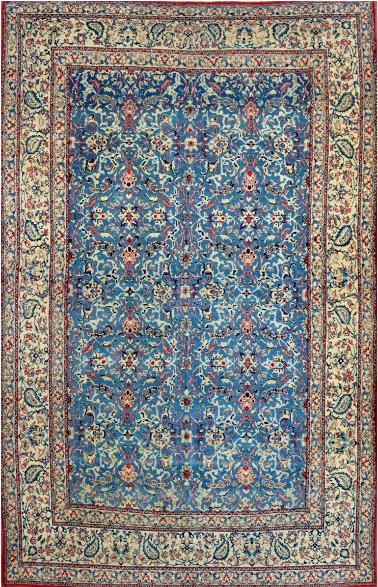 Null 大号、原件、精美的Nain Toudech（伊朗）。1965年左右。技术特点：丝质羊羔绒的天鹅绒，棉质背景上丝绸环绕的花朵。显著的精细度。密度：每平方&hellip;