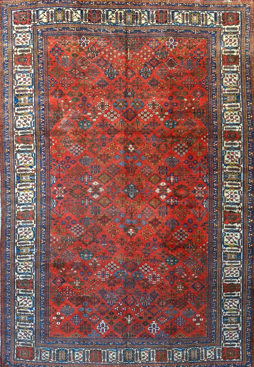 Null 大djochagan(伊朗)；1970年左右。技术特点：纯棉基础上的羊毛天鹅绒。砖红色的田野，小花箱和多色叶三叶草的造型钻石。一般状况良好。尺寸：33&hellip;