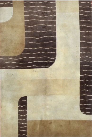 Null 原现代当代地毯XX(。法国)。技术特点：棉底羊毛天鹅绒。有几何装饰。状况良好。尺寸：220 x 152厘米。