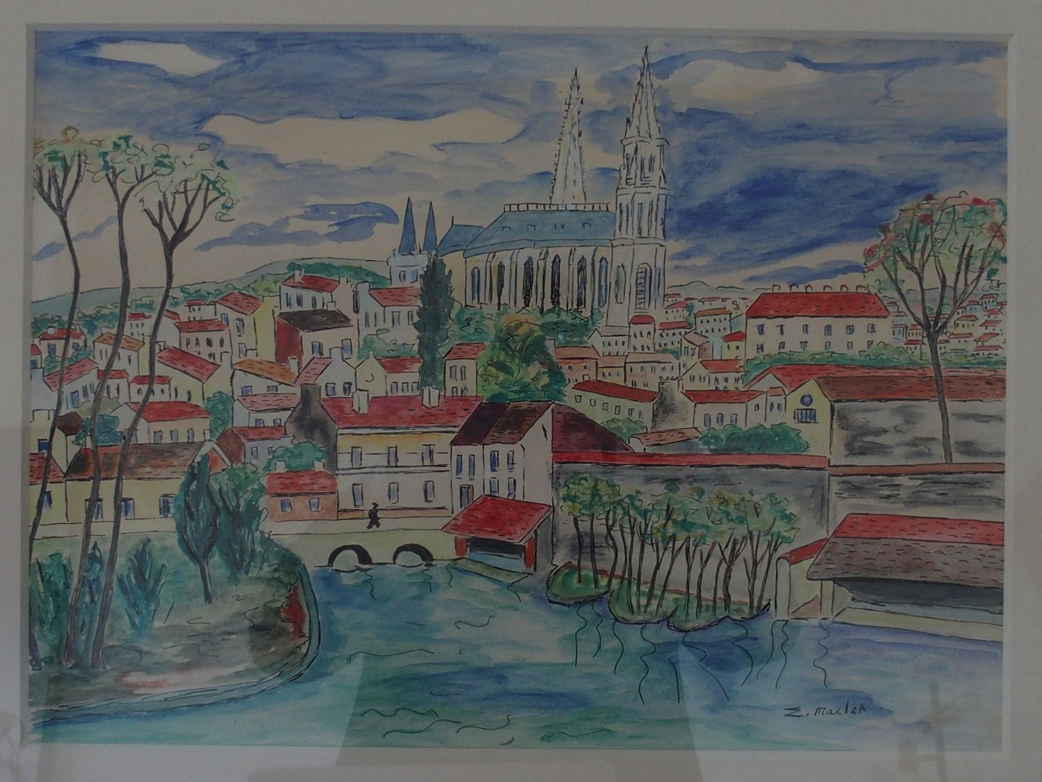 Null Elisée MACLET (1881-1962): 城市与河流

水彩画，右下方有签名。36 x 49 厘米