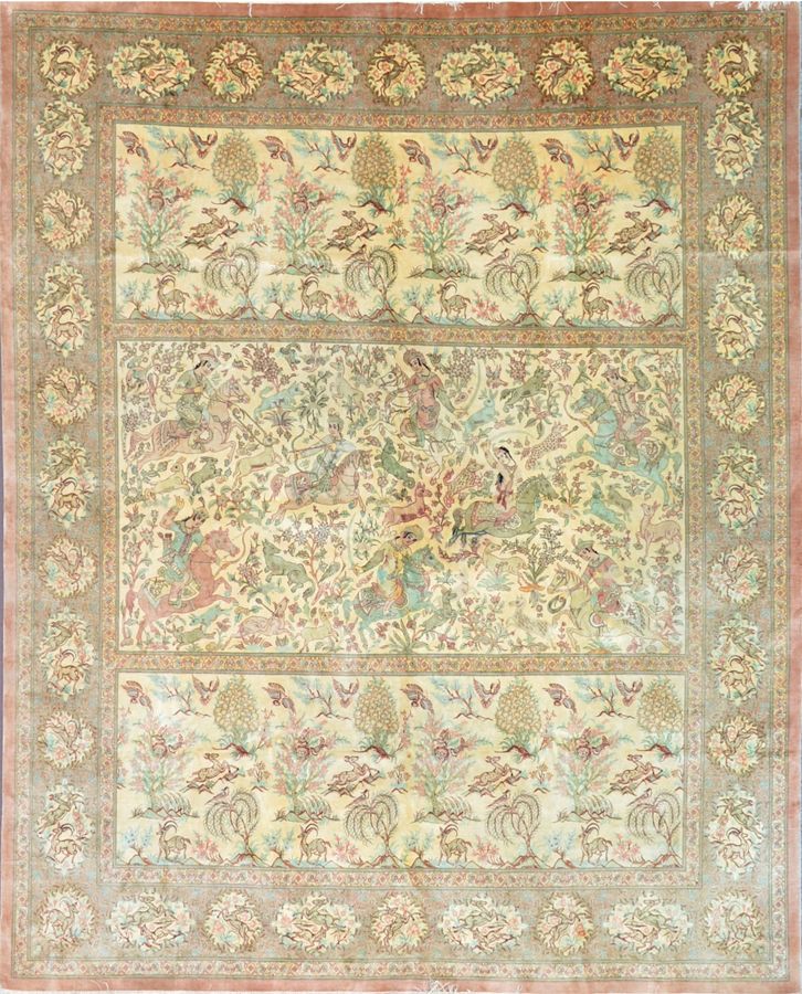 Null 特殊的、非常好的、原汁原味的丝绸Ghoum

伊朗

约1980年

尺寸290 x 240厘米

技术特点

丝绸基础上的丝绒

密度。每平方米约1&hellip;