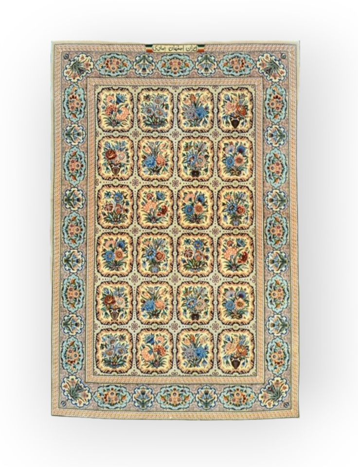 TAPIS - Original et très fin Ispahan, Iran 原创且非常精美的伊朗伊斯法罕 
羊毛和丝绸 
在丝绸基础上的高品质丝质羊羔&hellip;