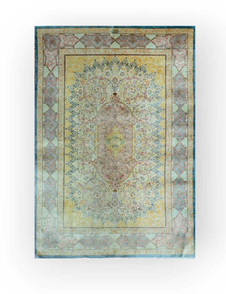 TAPIS - Exceptionnel et très fin Ghoum en soie, Iran 特殊和非常精细的丝绸Ghoum，伊朗
丝绸基础上的丝绒&hellip;