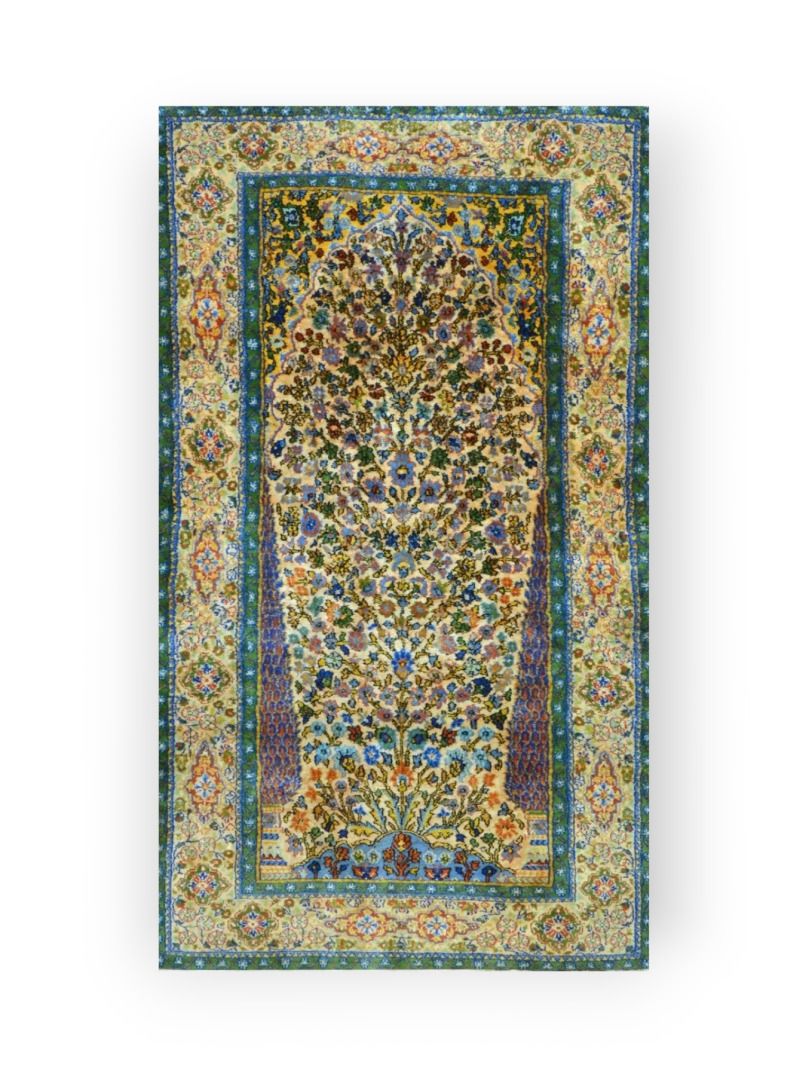 TAPIS - Fin cachemire, Inde Fine cashmere, India 
Prayer-shaped carpet in the ta&hellip;