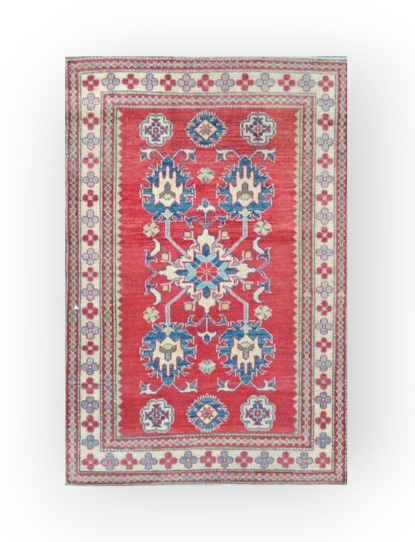 TAPIS - ﻿Kazak, Sud caucasien 哈萨克人，南高加索人 
羊毛基础上的羊毛绒布 
砖场上有原始的几何花纹装饰 
约在1980年
尺寸1&hellip;