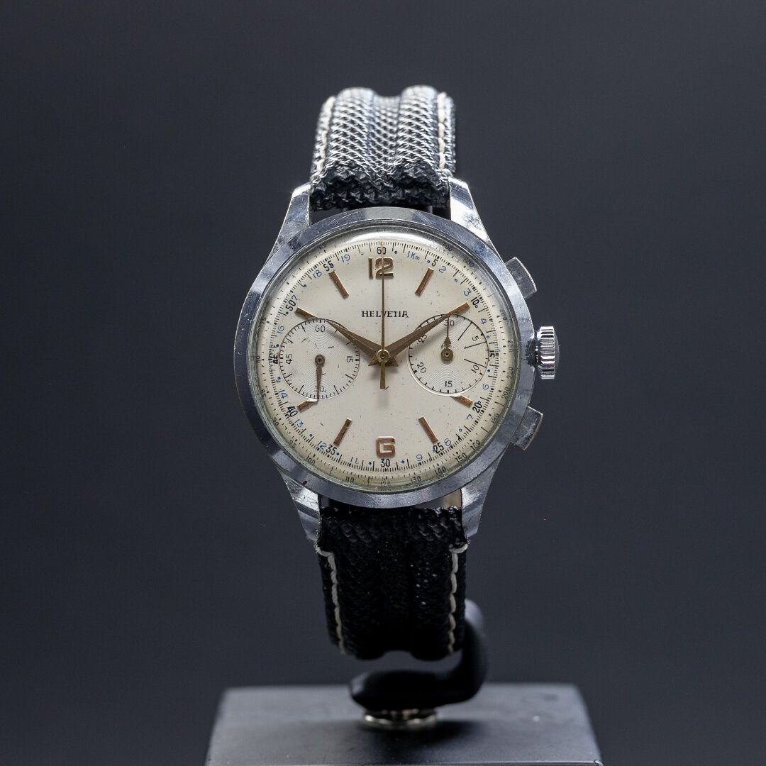 Helvetia Bracelet-montre chronographe Helvetia en chrome, boîtier 37mm, cadran b&hellip;