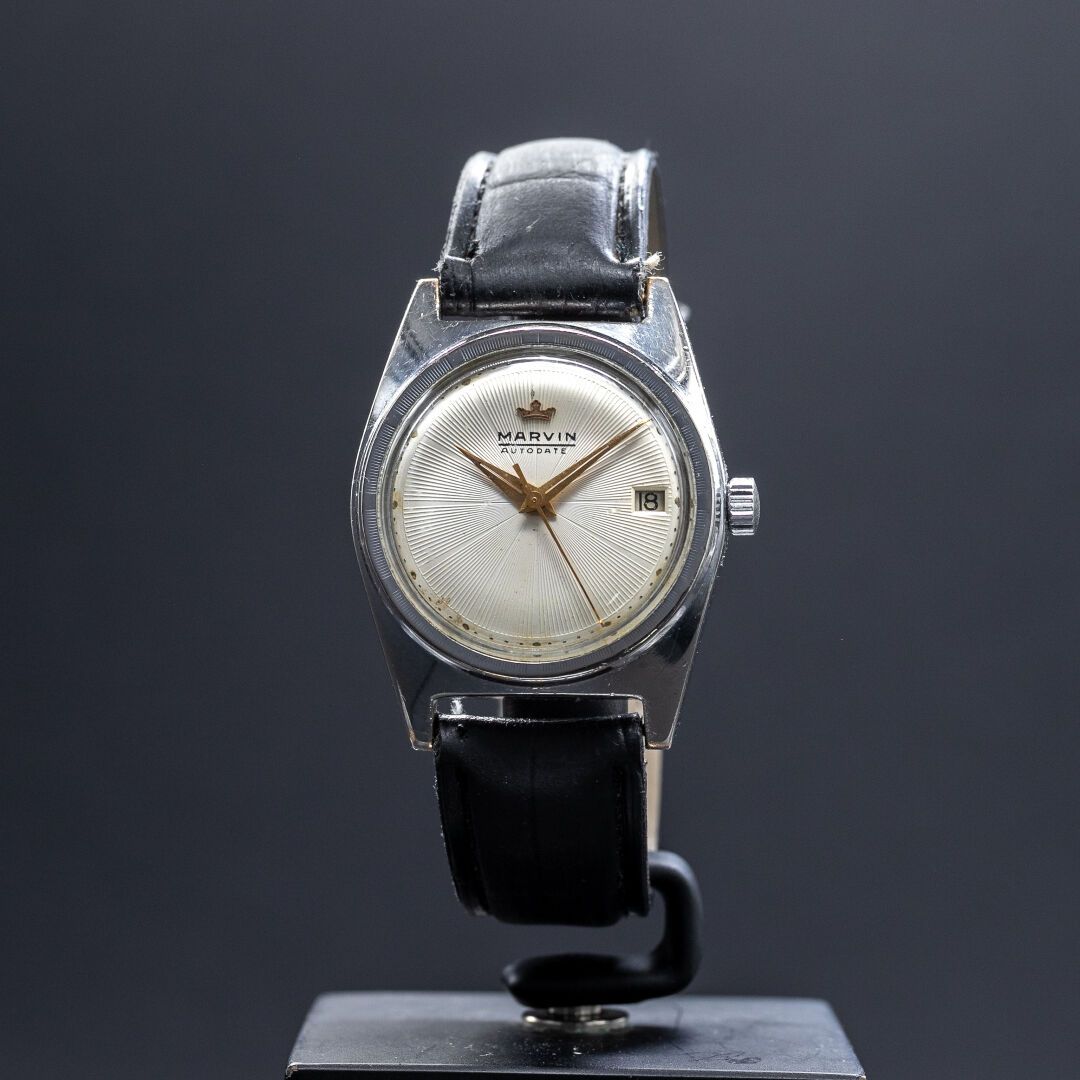 Marvin Reloj de pulsera Marvin de acero inoxidable, caja estanca de 33 mm, esfer&hellip;
