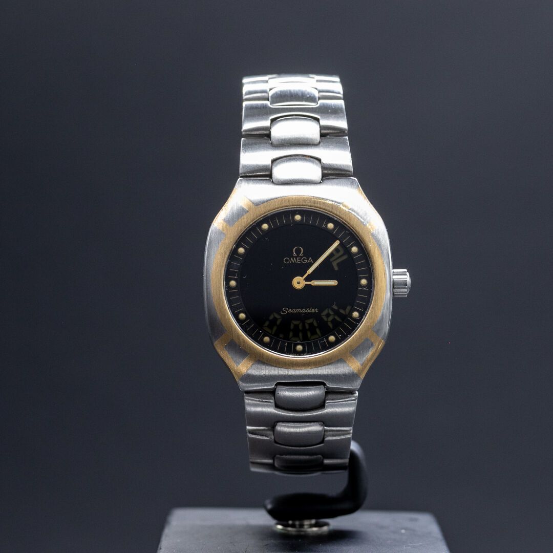 Omega Seamaster Omega Seamaster watch bracelet in gold and steel, 32mm case, bla&hellip;