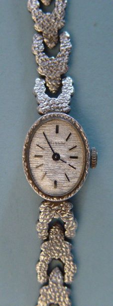 Null Bracelet montre de dame en argent, bracelet articulé, Poids brut: 28,5 g