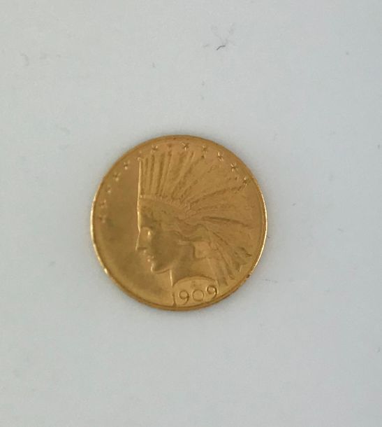 Null 1 pièce de 10 Dollars OR 1909, Poids: 16,69g