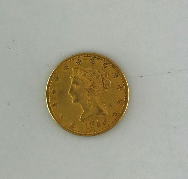 Null 1 pièce de 10 Dollars OR 1855, Poids: 16,65g