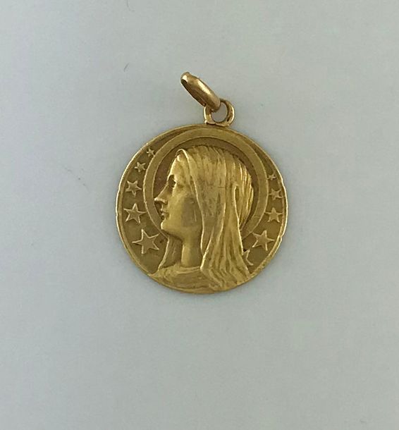 Null Médaille de la Vierge en or 750°/°°, Poids: 2,99g