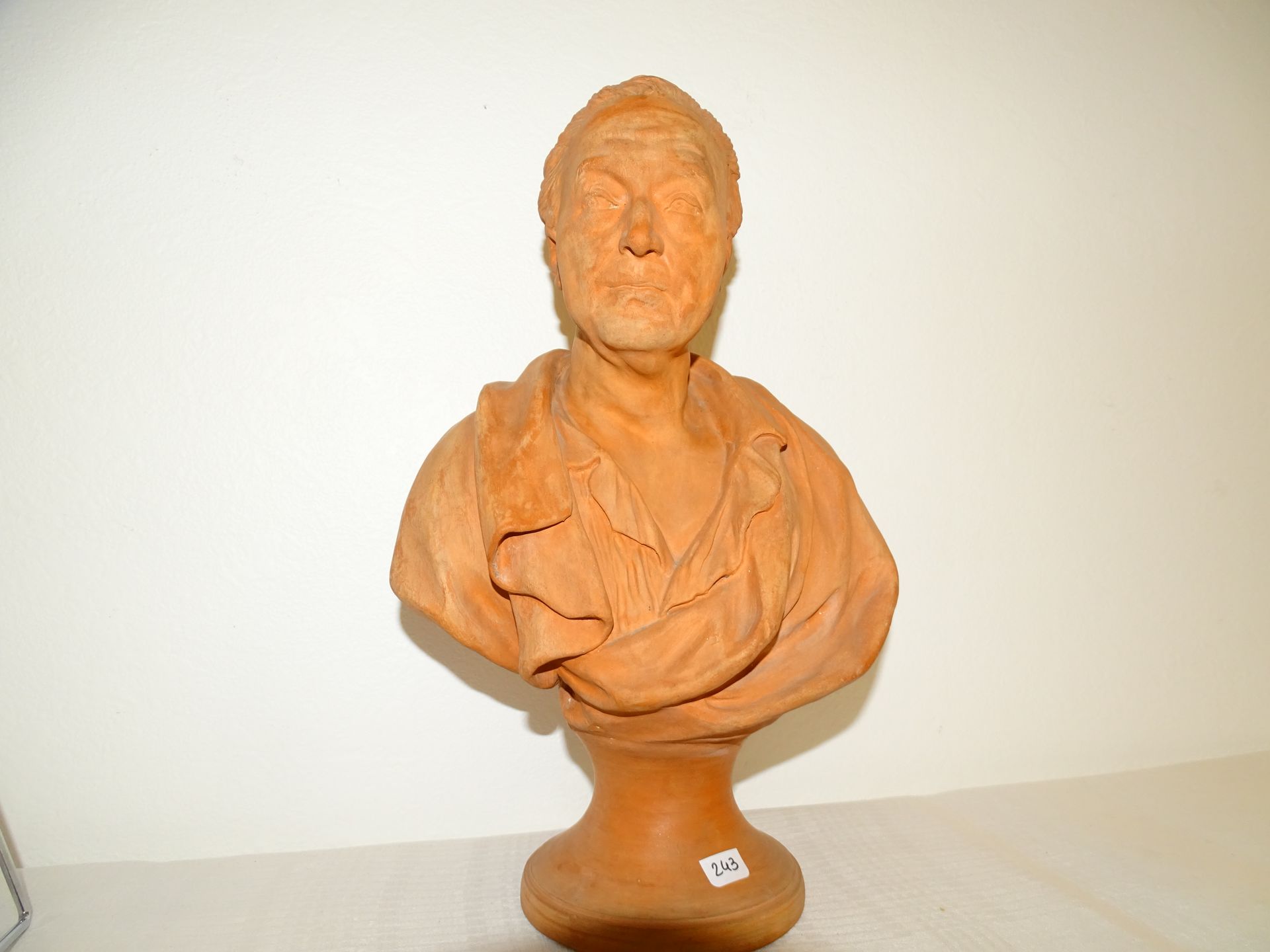 Null APREY busto in terracotta di Diderot (crepe) h :32 cm