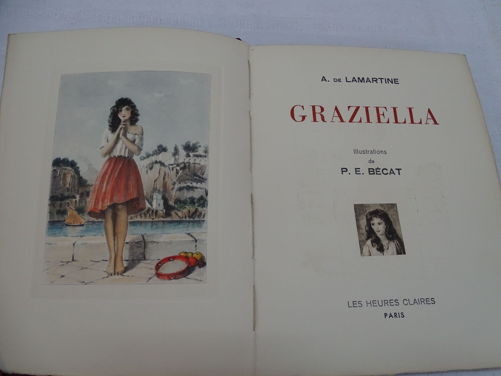 Null Lamartine « Graziella » 1948 reliure cuir rouge illustration de Becat éditi&hellip;