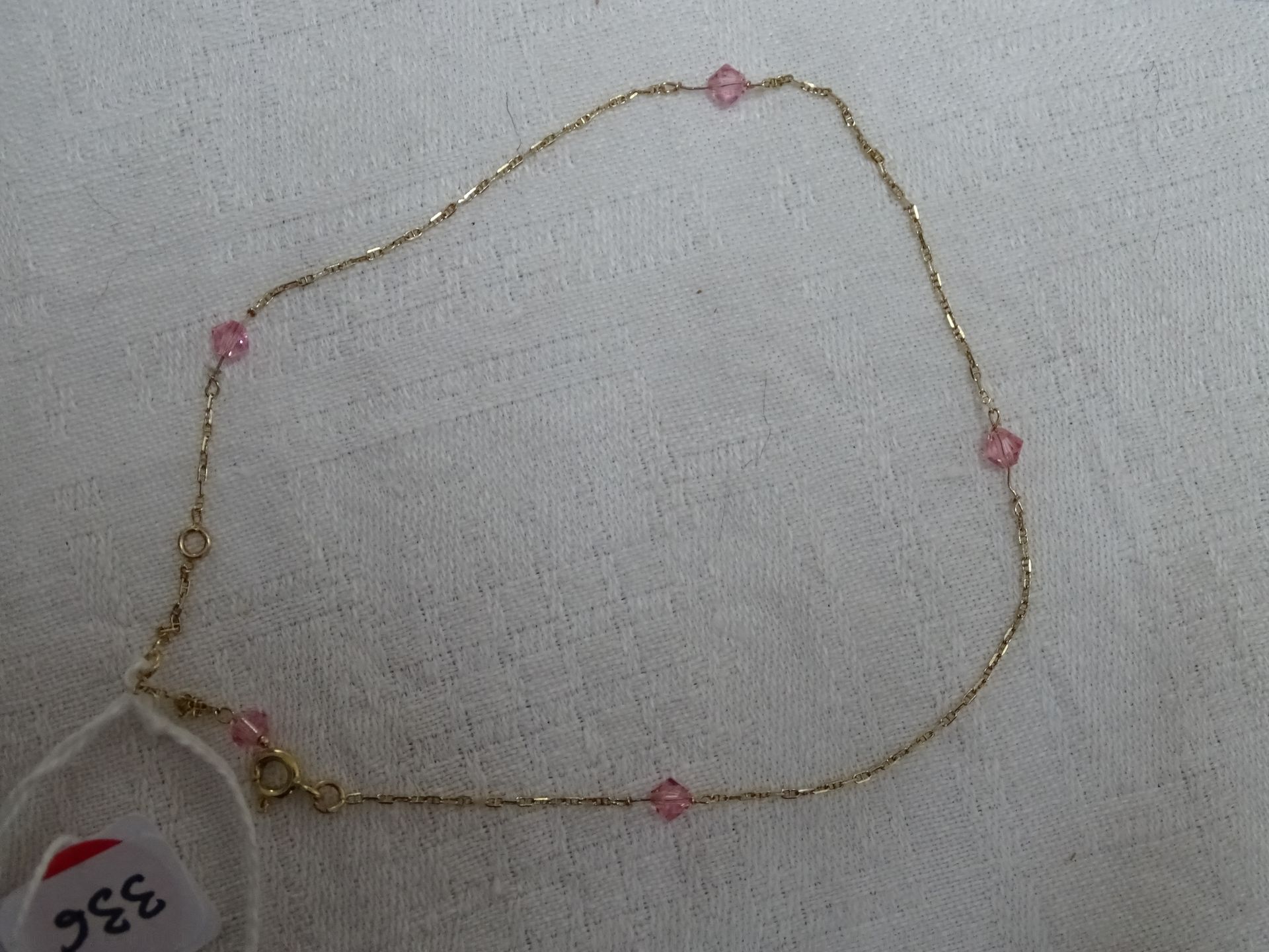 Null Bracelet chaine en or serti de pierre rose (tourmaline) pb 1 g 50